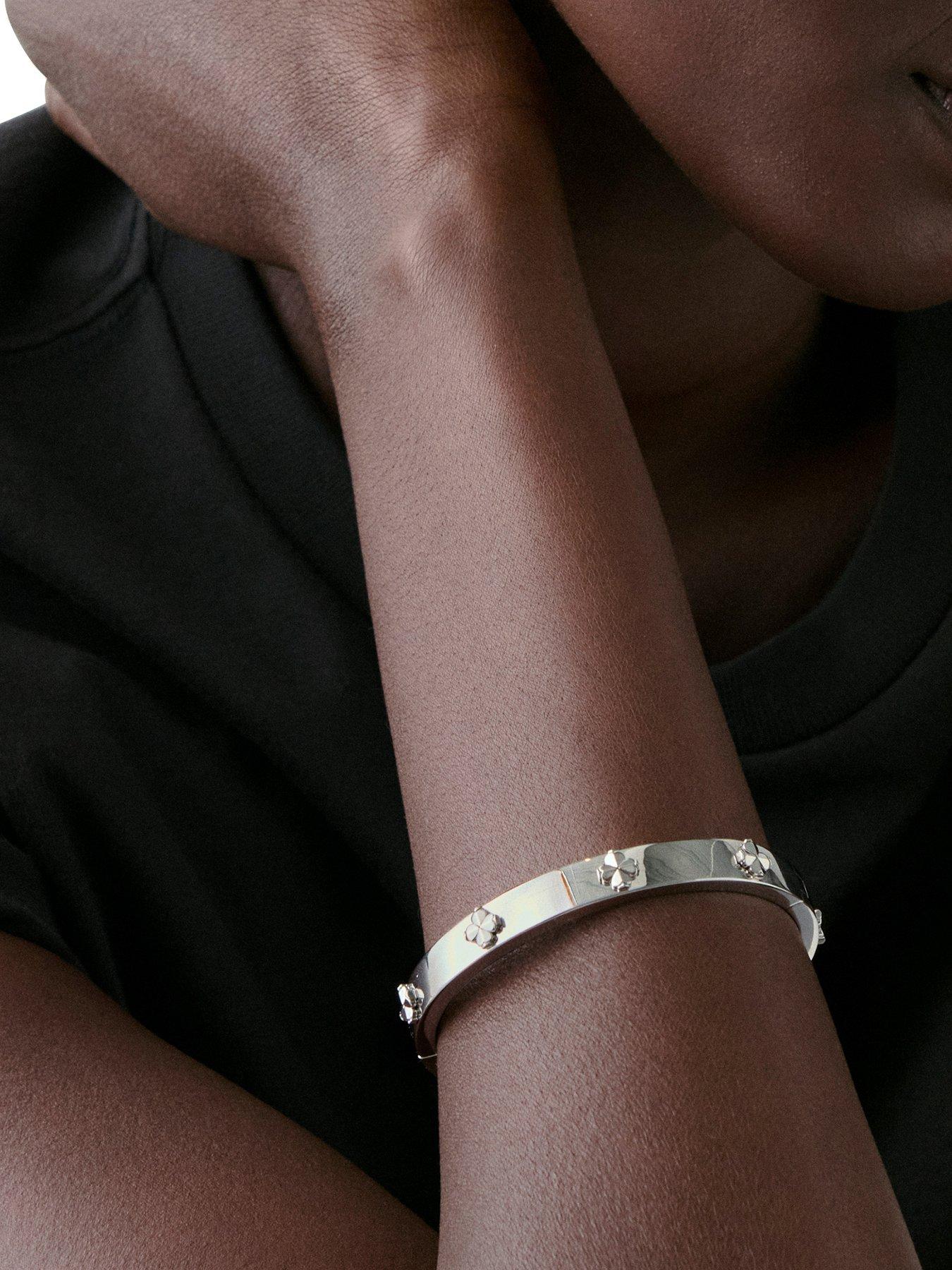 stillFront image of kate-spade-new-york-flower-hinged-bangle-silver