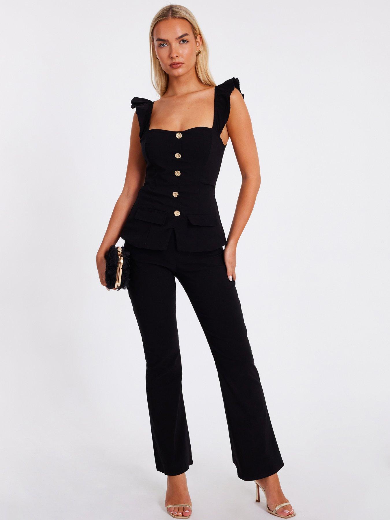 Quiz Black Frill Sleeve Jumpsuit