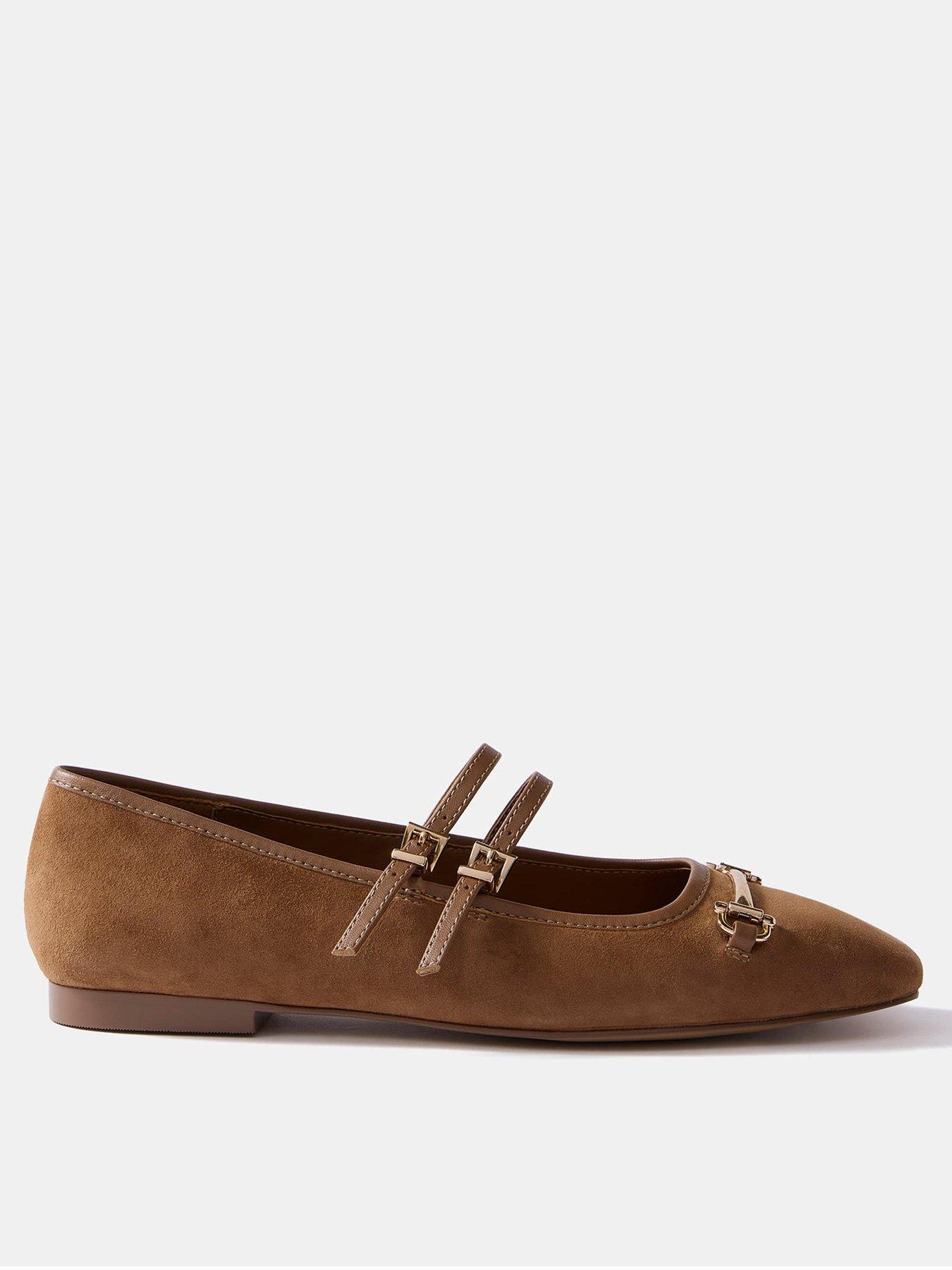 Mint Velvet Alix Double Strap Flats - Brown