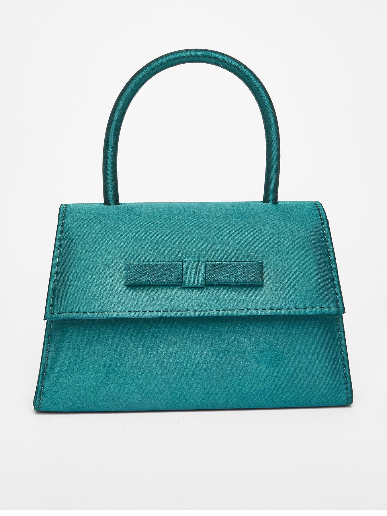 Quiz Green Bow Trim Top Handle Bag