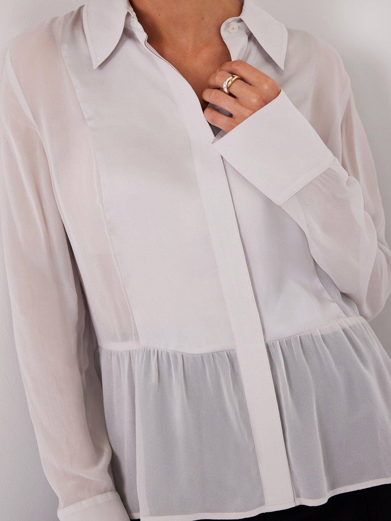  image of mint-velvet-neutral-satin-blocked-shirt-cream