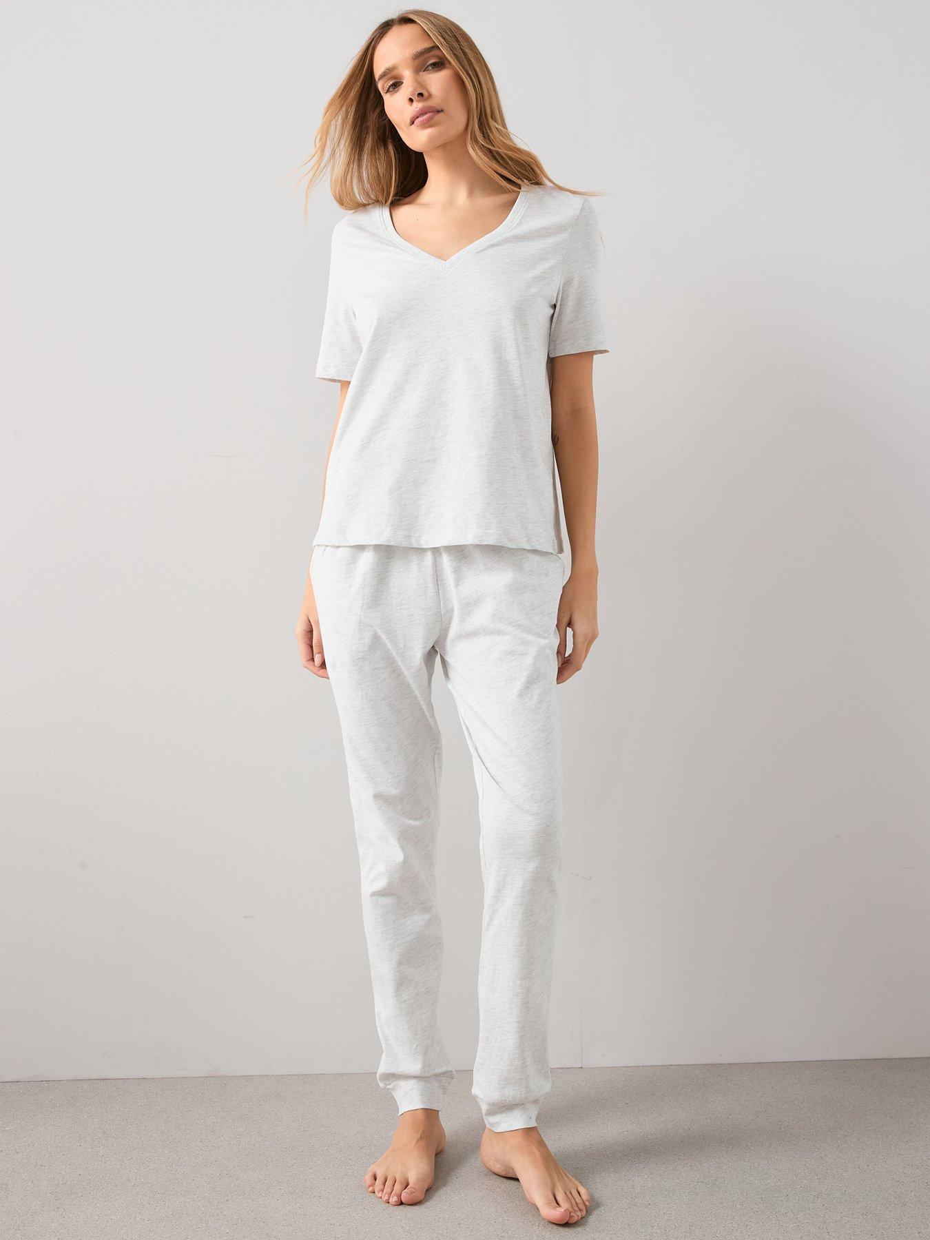 Image 3 of 6 of The Very Collection Womens Cotton V Neck Jogger Pyjama Set - Grey