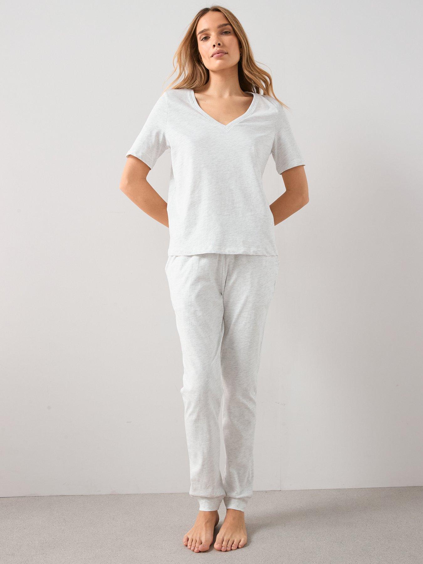 Image 5 of 6 of The Very Collection Womens Cotton V Neck Jogger Pyjama Set - Grey