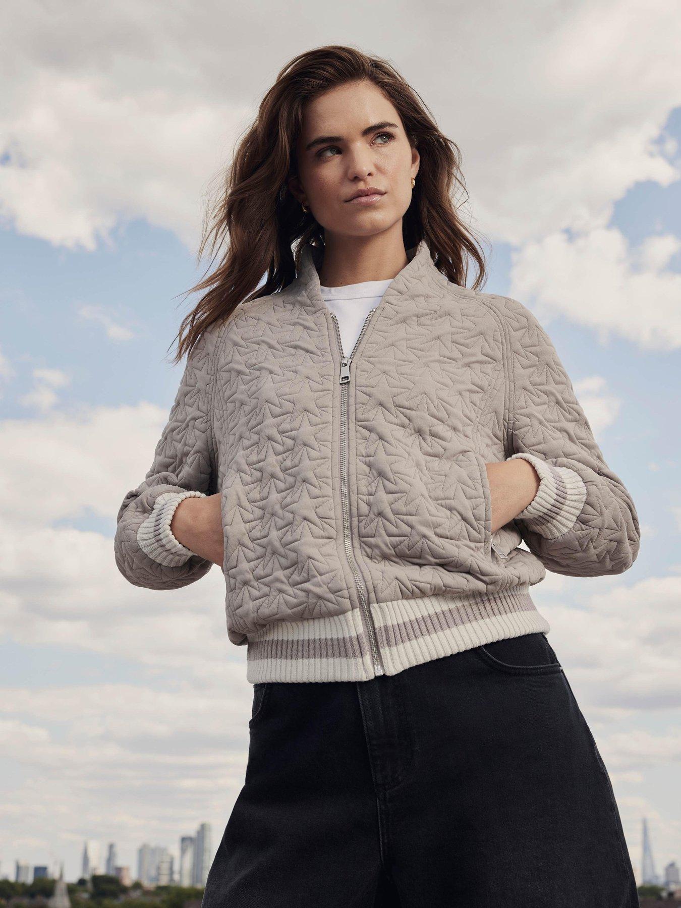 Image 3 of 6 of Mint Velvet Star Quilt Bomber - Grey