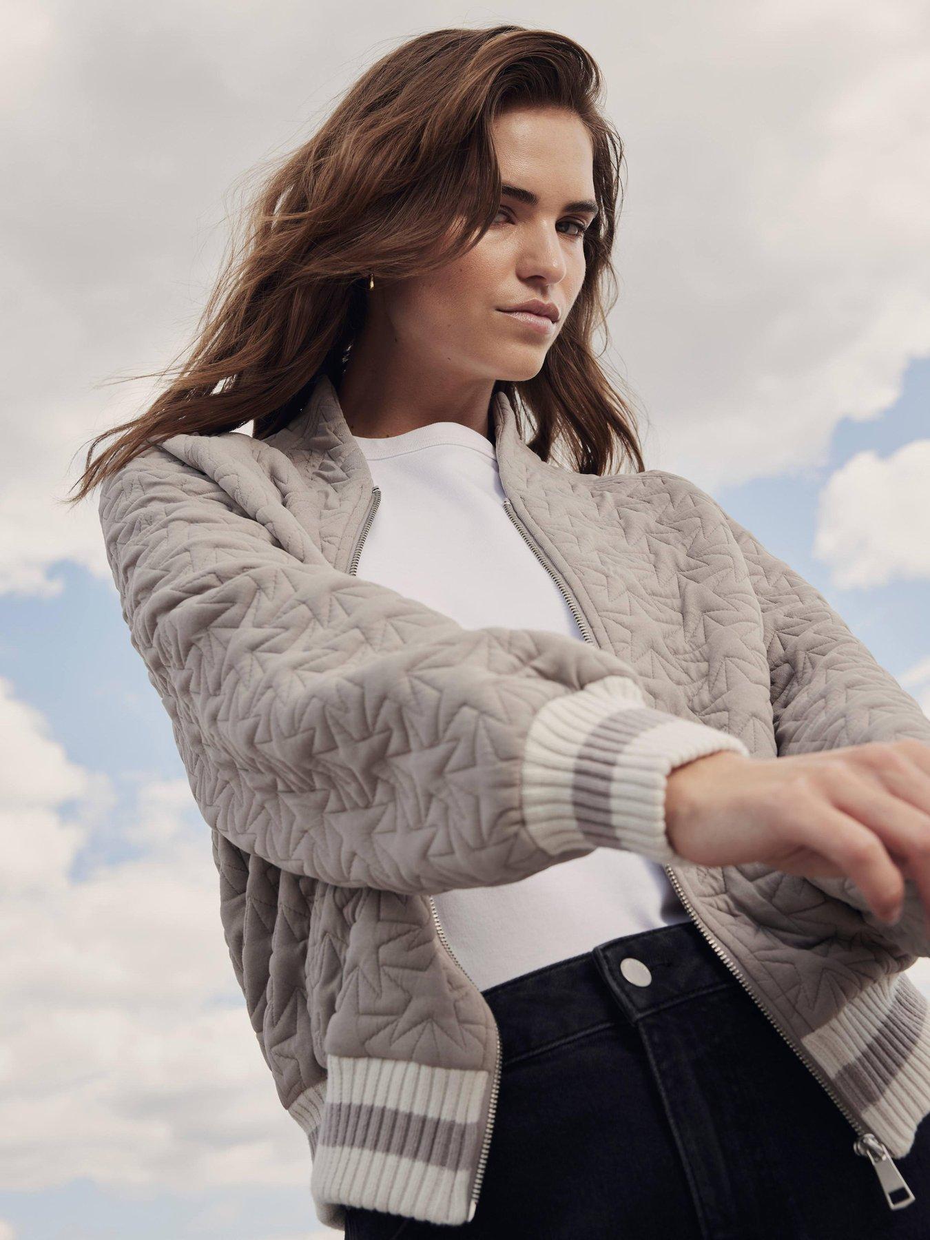 Image 4 of 6 of Mint Velvet Star Quilt Bomber - Grey