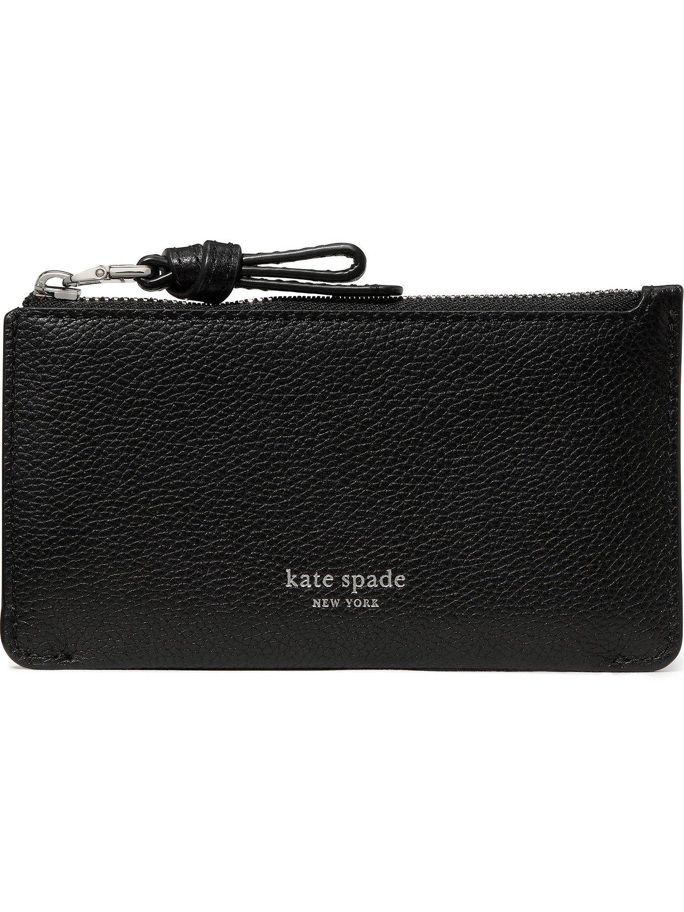  image of kate-spade-new-york-loop-east-west-zip-pebbled-leather-card-case-black