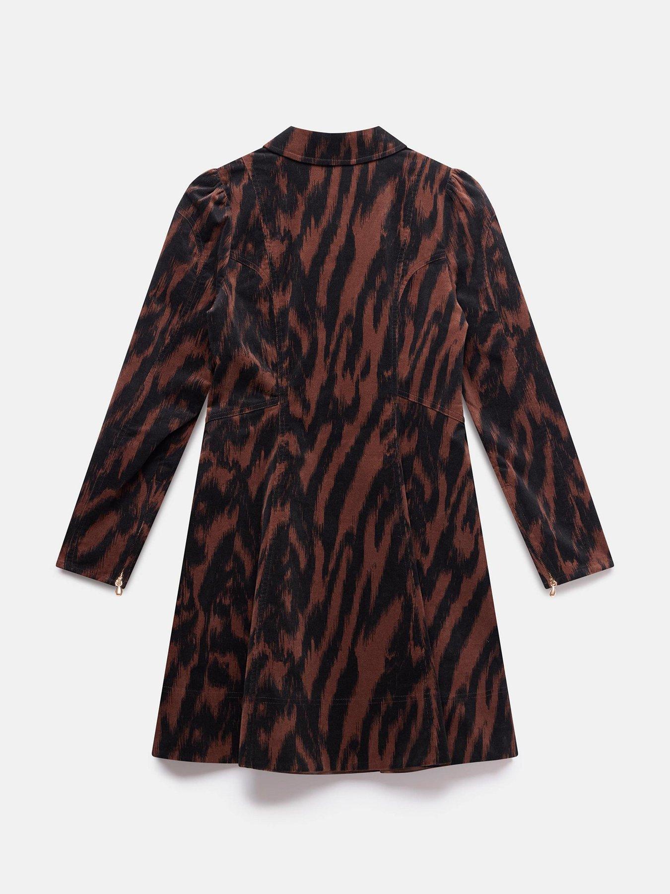 Image 6 of 6 of Mint Velvet Zebra Print Cord Midi Dress - Green