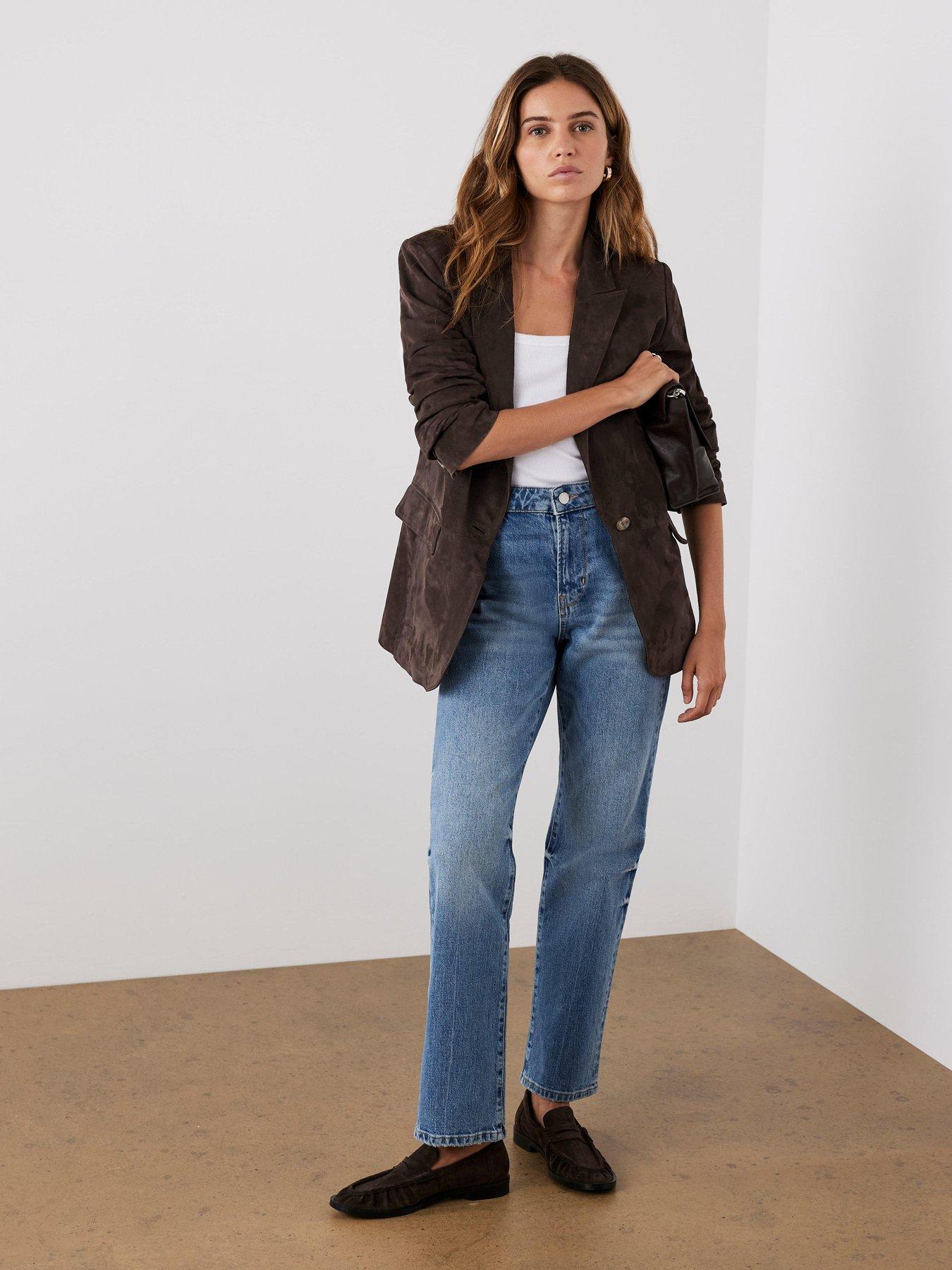 Image 3 of 6 of Mint Velvet Chocolate Suede Blazer - Brown