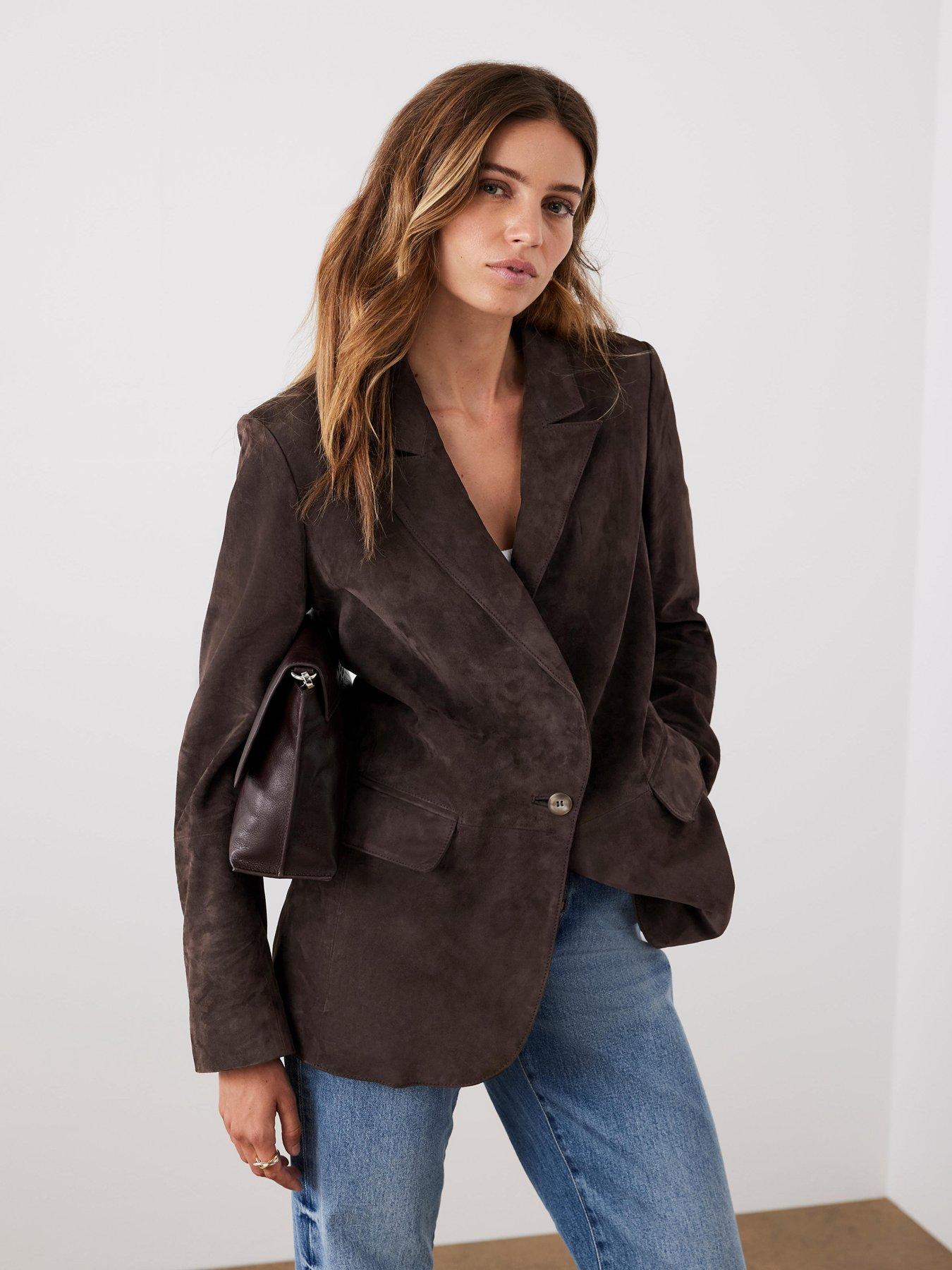 Image 4 of 6 of Mint Velvet Chocolate Suede Blazer - Brown