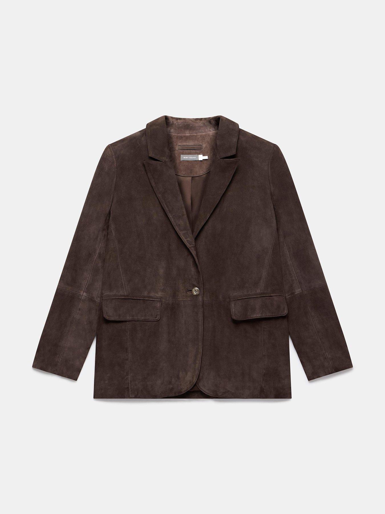 Image 5 of 6 of Mint Velvet Chocolate Suede Blazer - Brown