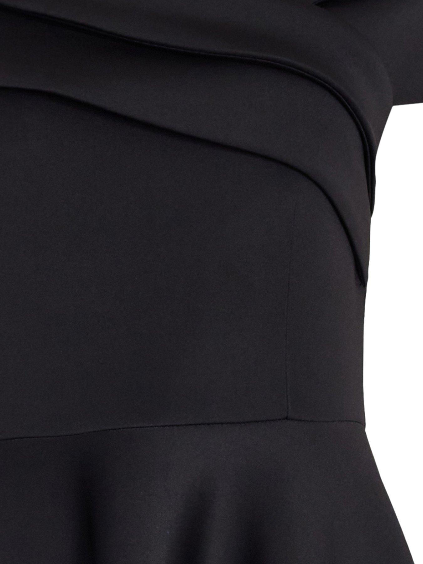 Image 6 of 6 of Quiz Black Pleated Bardot Midaxi Dress