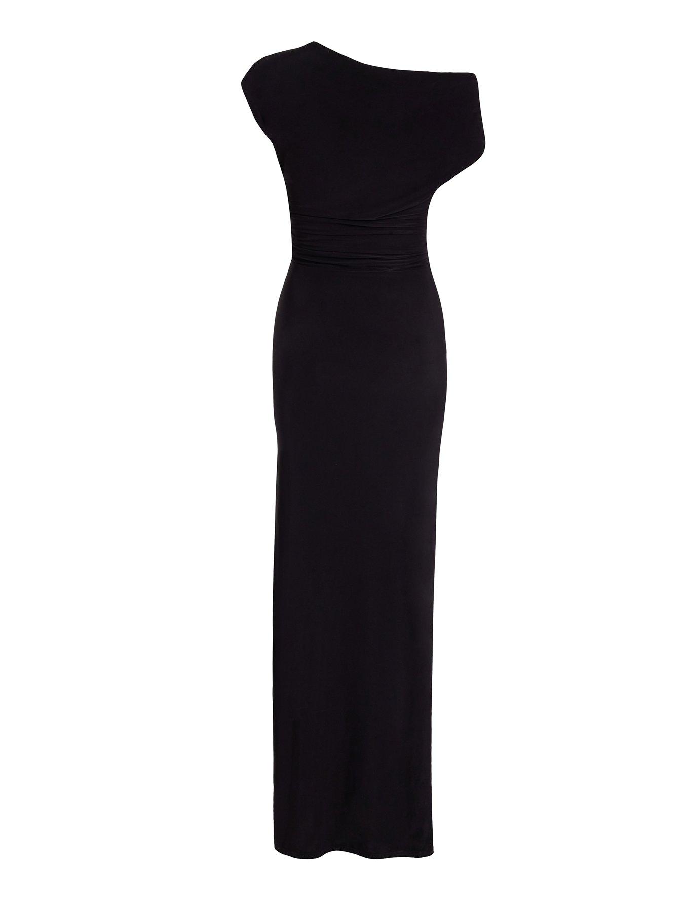 quiz off the shoulder dress Wine Quiz Off Shoulder Ruched Maxi Dress