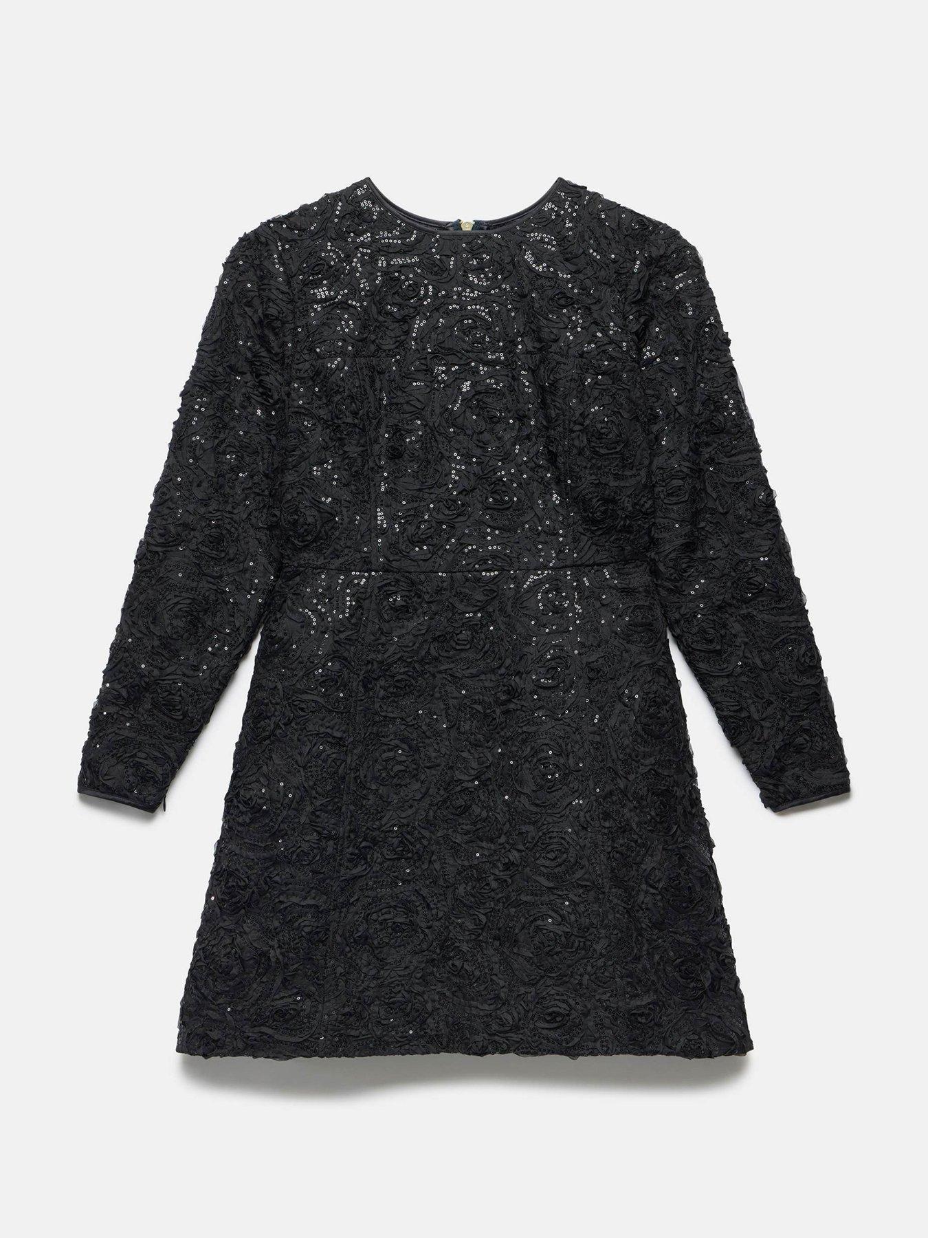 Image 5 of 6 of Mint Velvet Sequin Applique Mini Dress - Black