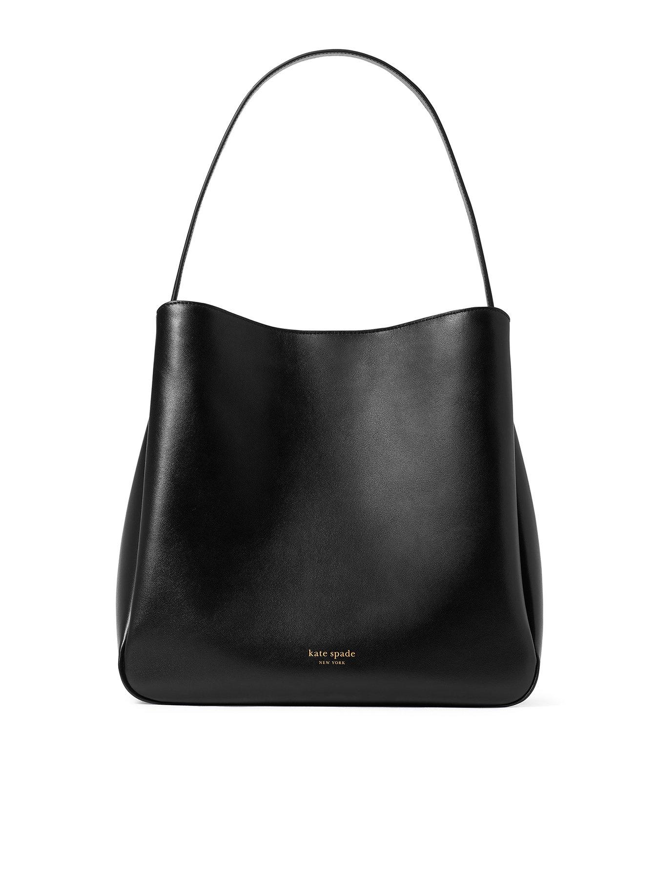Image 1 of 5 of Kate Spade New York Grace Fine Grain Leather Large Hobo - Black