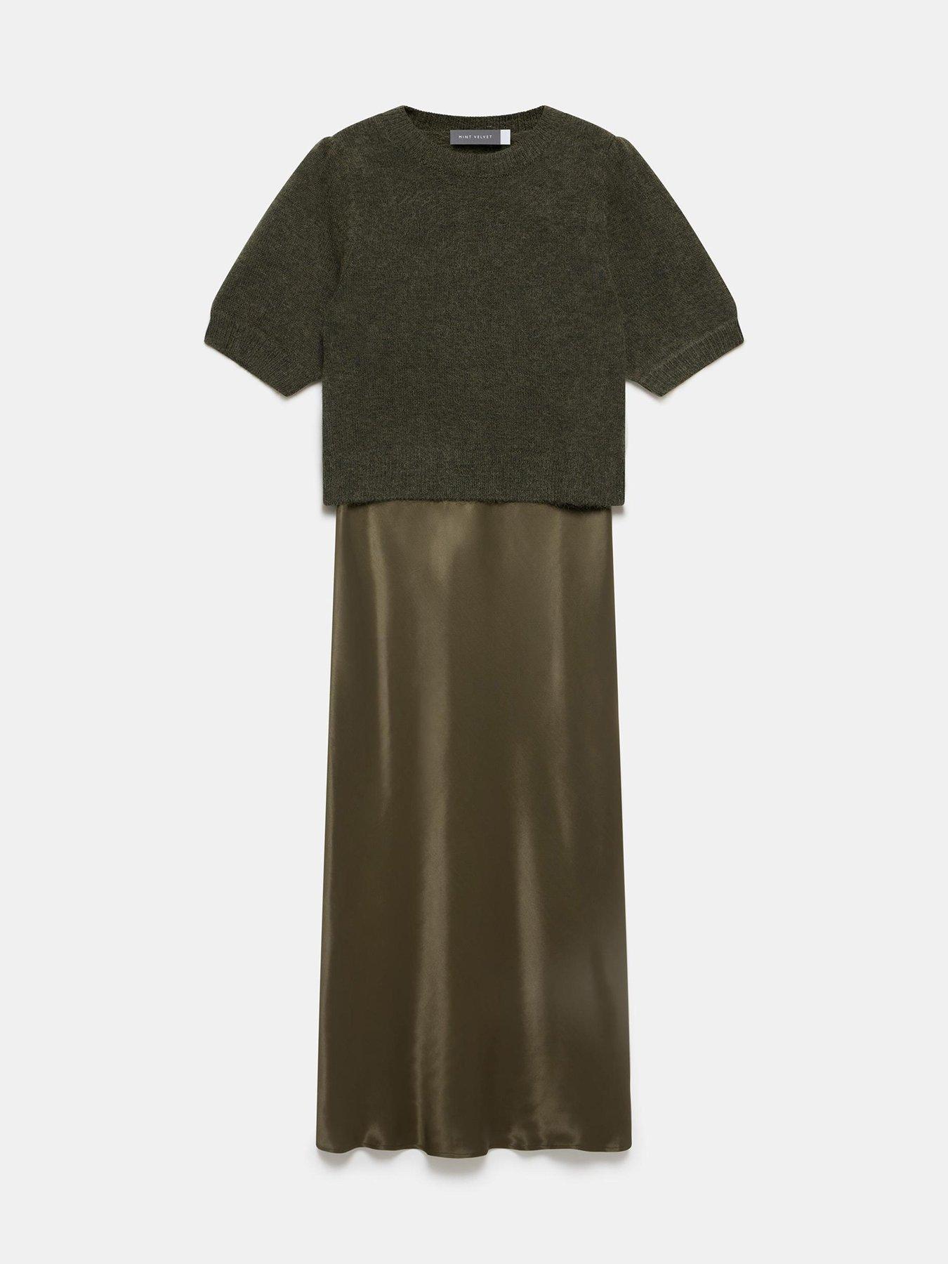  image of mint-velvet-khaki-jumper-amp-slip-dress-green