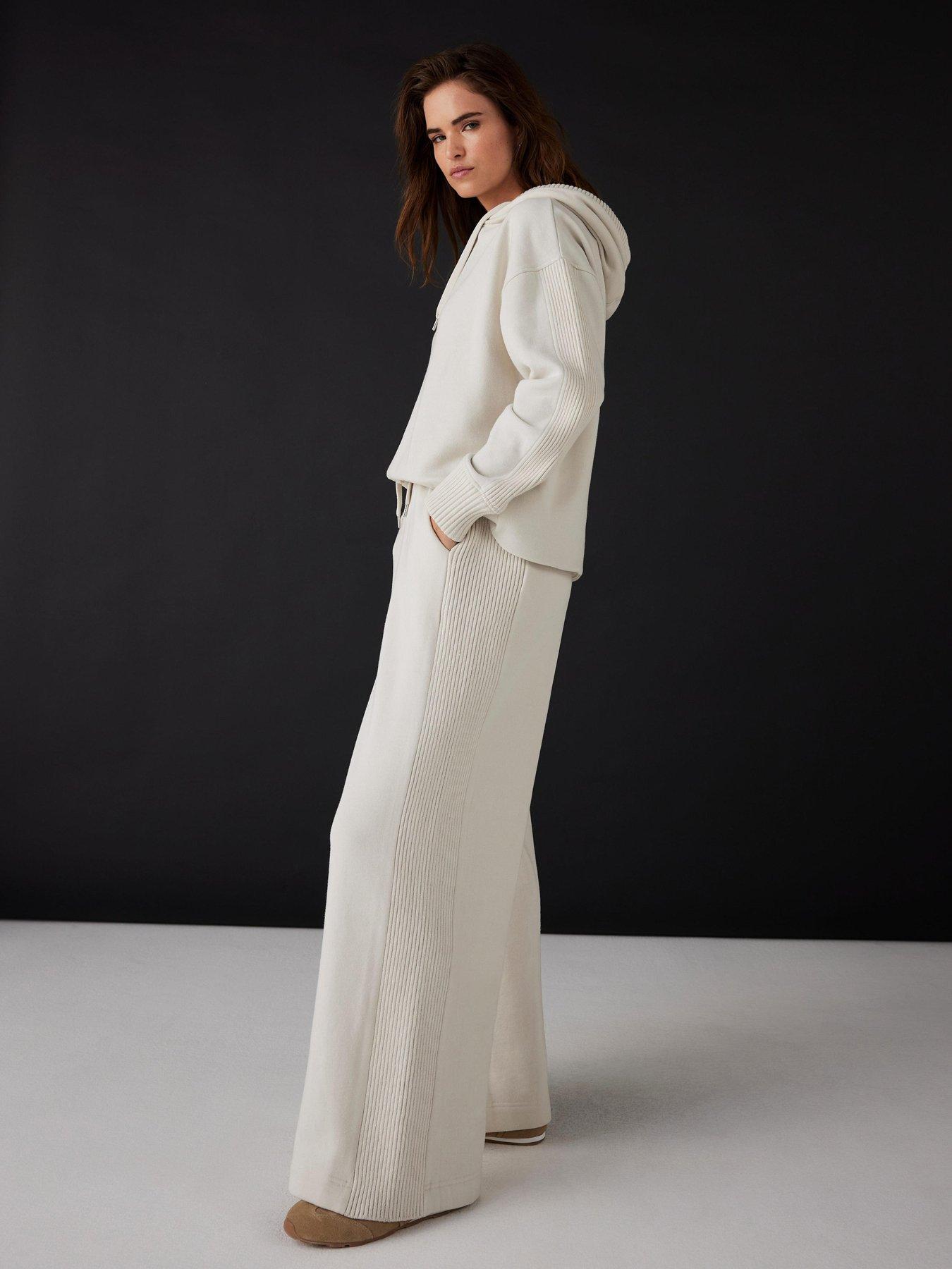 Mint Velvet Cream Knit Mix Joggers - Cream