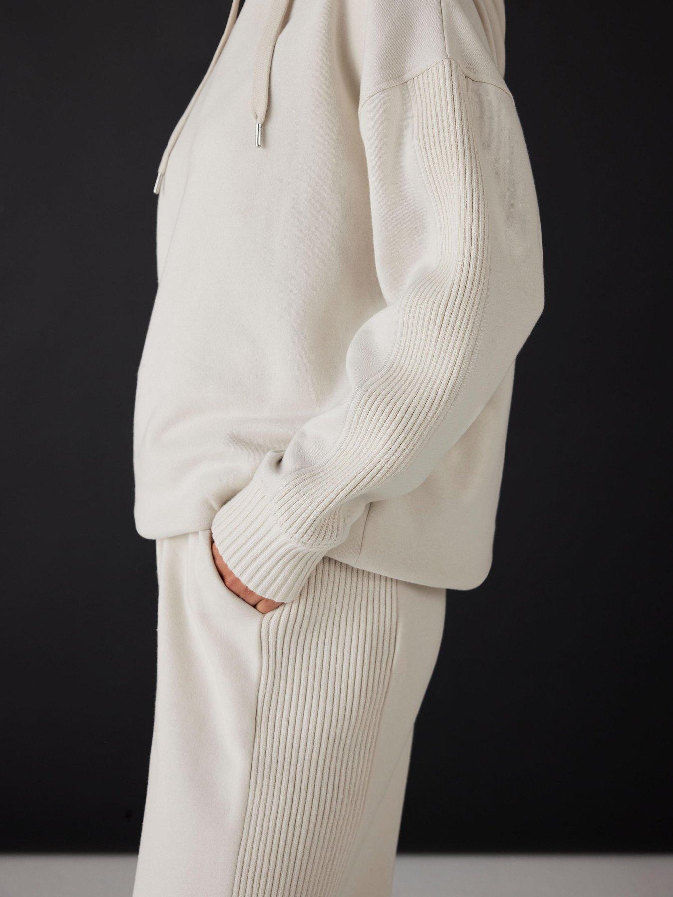 Image 3 of 6 of Mint Velvet Cream Knit Mix Joggers - Cream