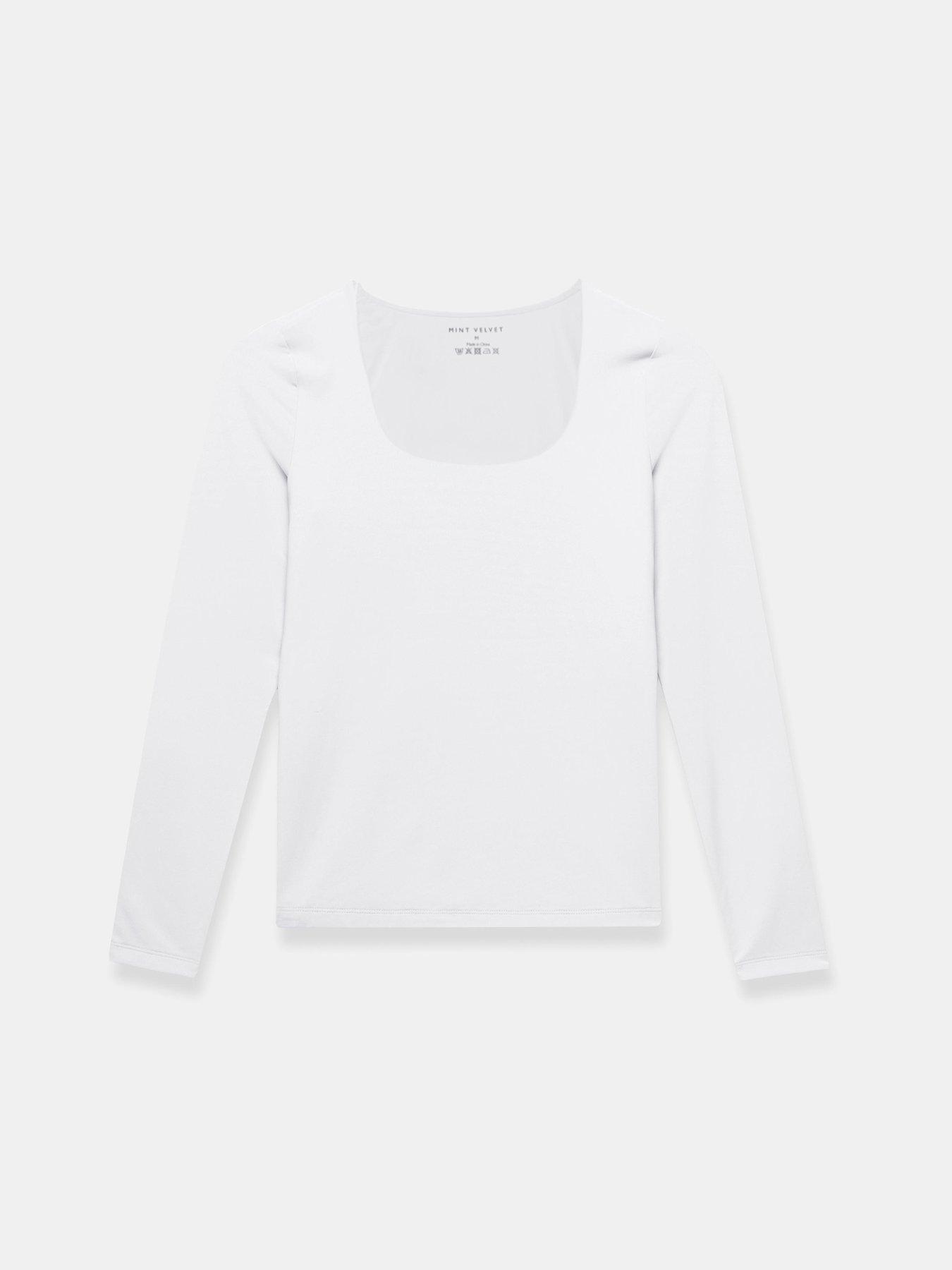  image of mint-velvet-scoop-neck-layering-top-white