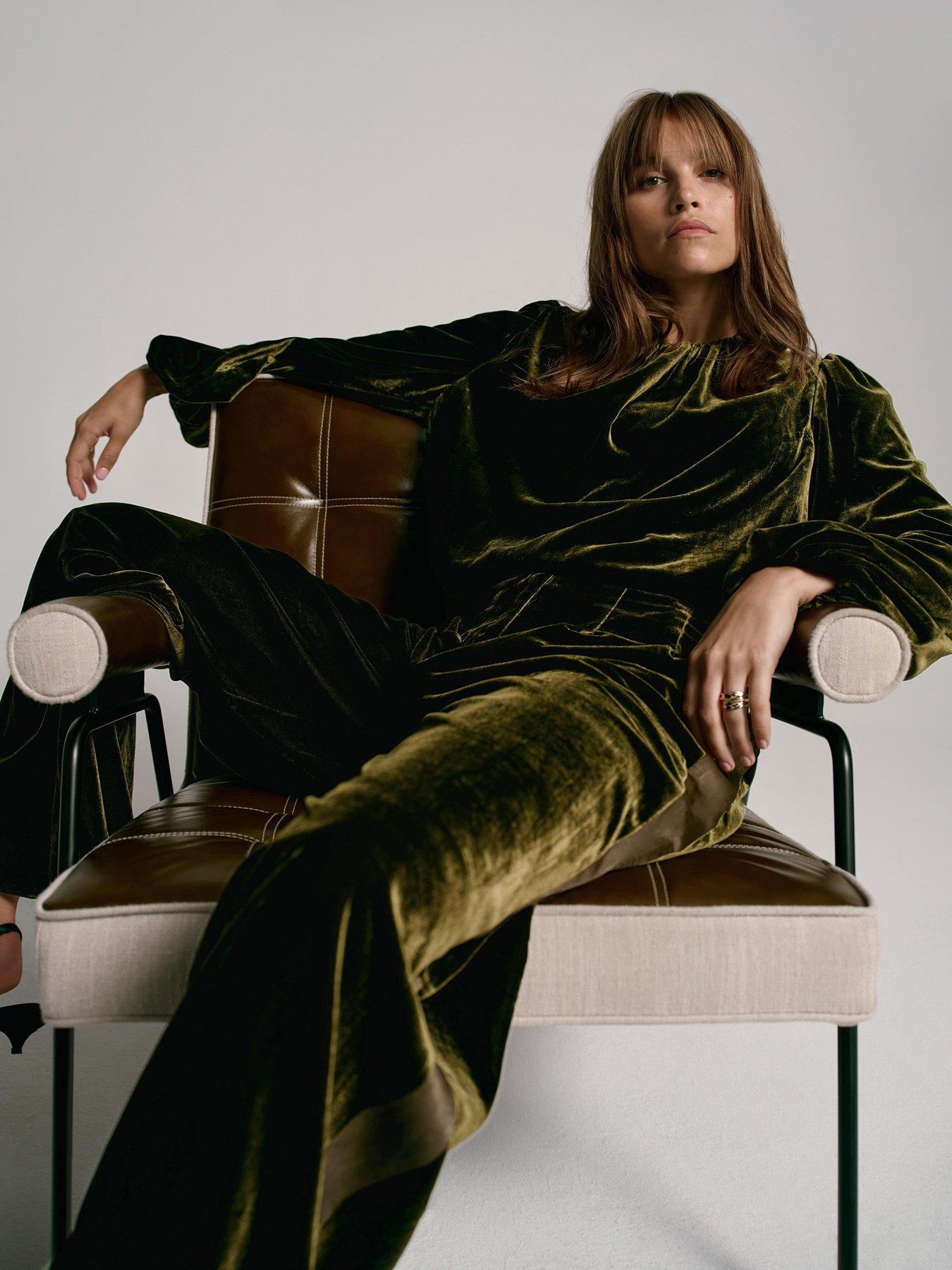 Image 1 of 6 of Mint Velvet Bubble Top - Green