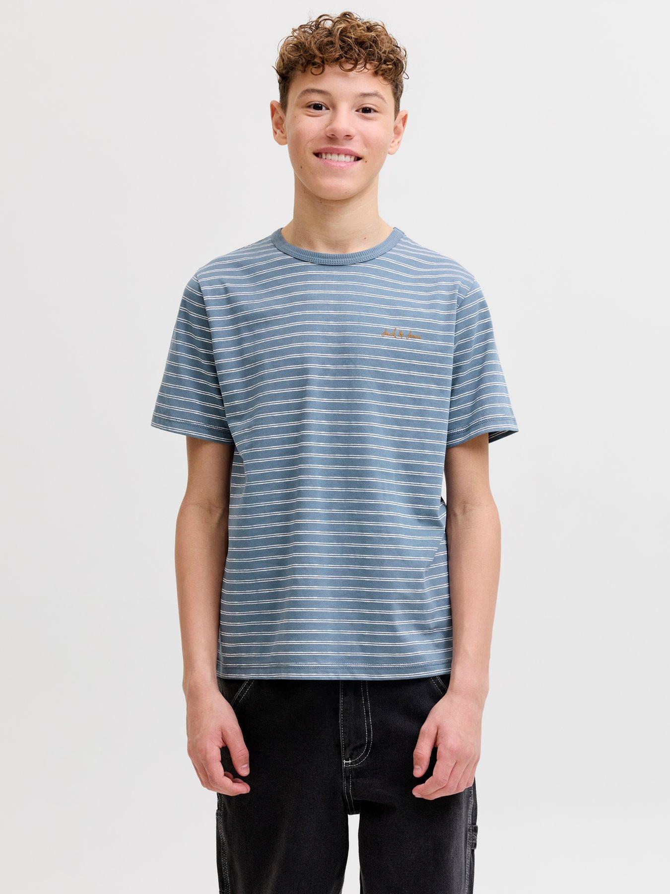 Jack & Jones Junior Boys Devin Daytona Striped Short Sleeve T-shirt - Blue