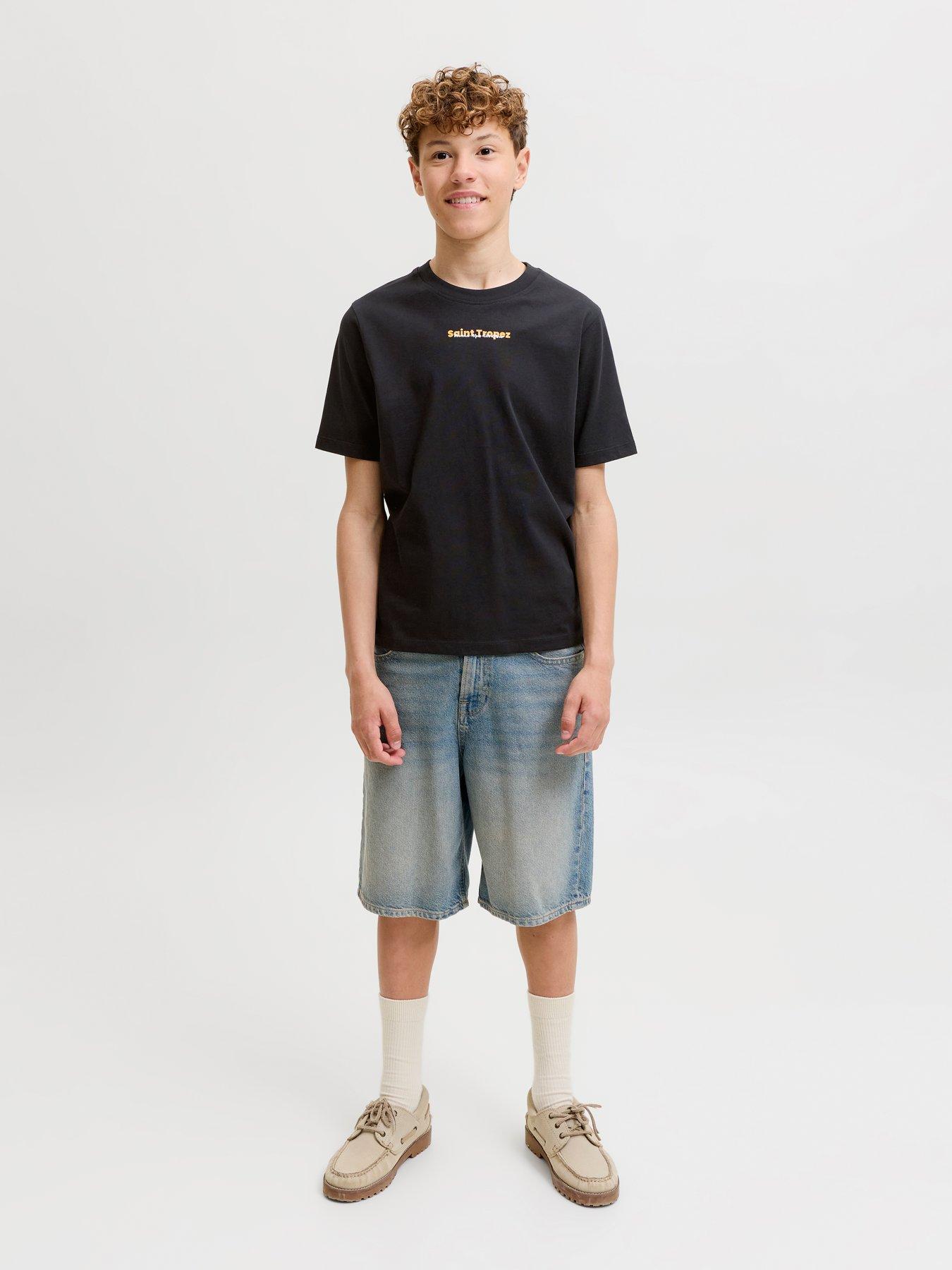 Image 2 of 7 of Jack & Jones Junior Boys City Photo Back Print Short Sleeve T-shirt - Black