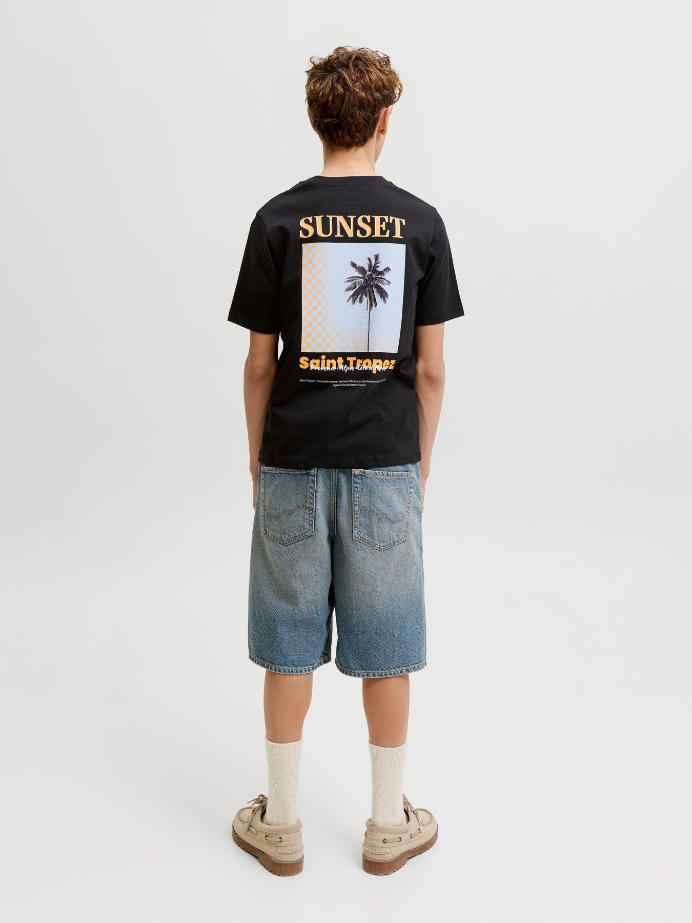 Image 3 of 7 of Jack & Jones Junior Boys City Photo Back Print Short Sleeve T-shirt - Black