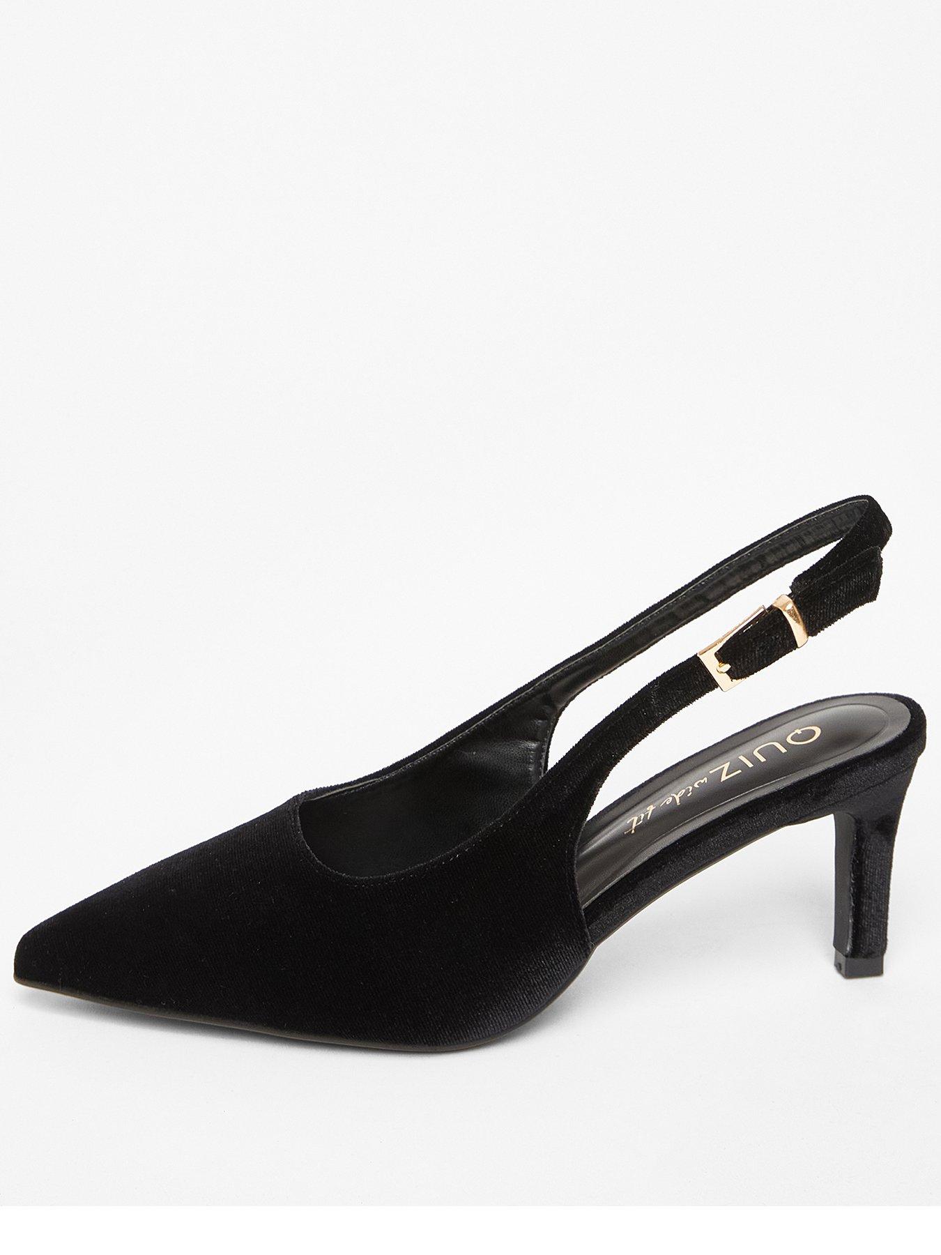 Quiz Wide Fit Black Slingback Court Heels