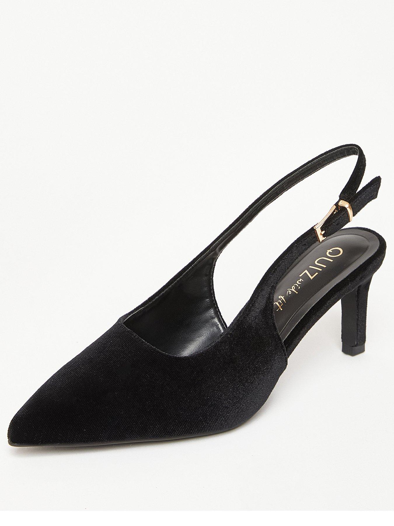  image of quiz-wide-fit-black-slingback-court-heels
