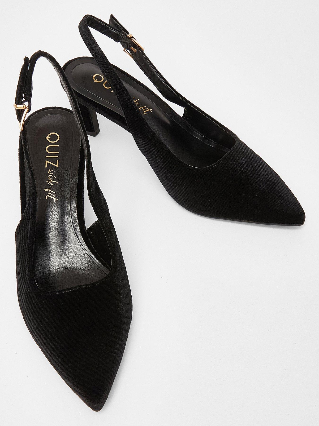  image of quiz-wide-fit-black-slingback-court-heels