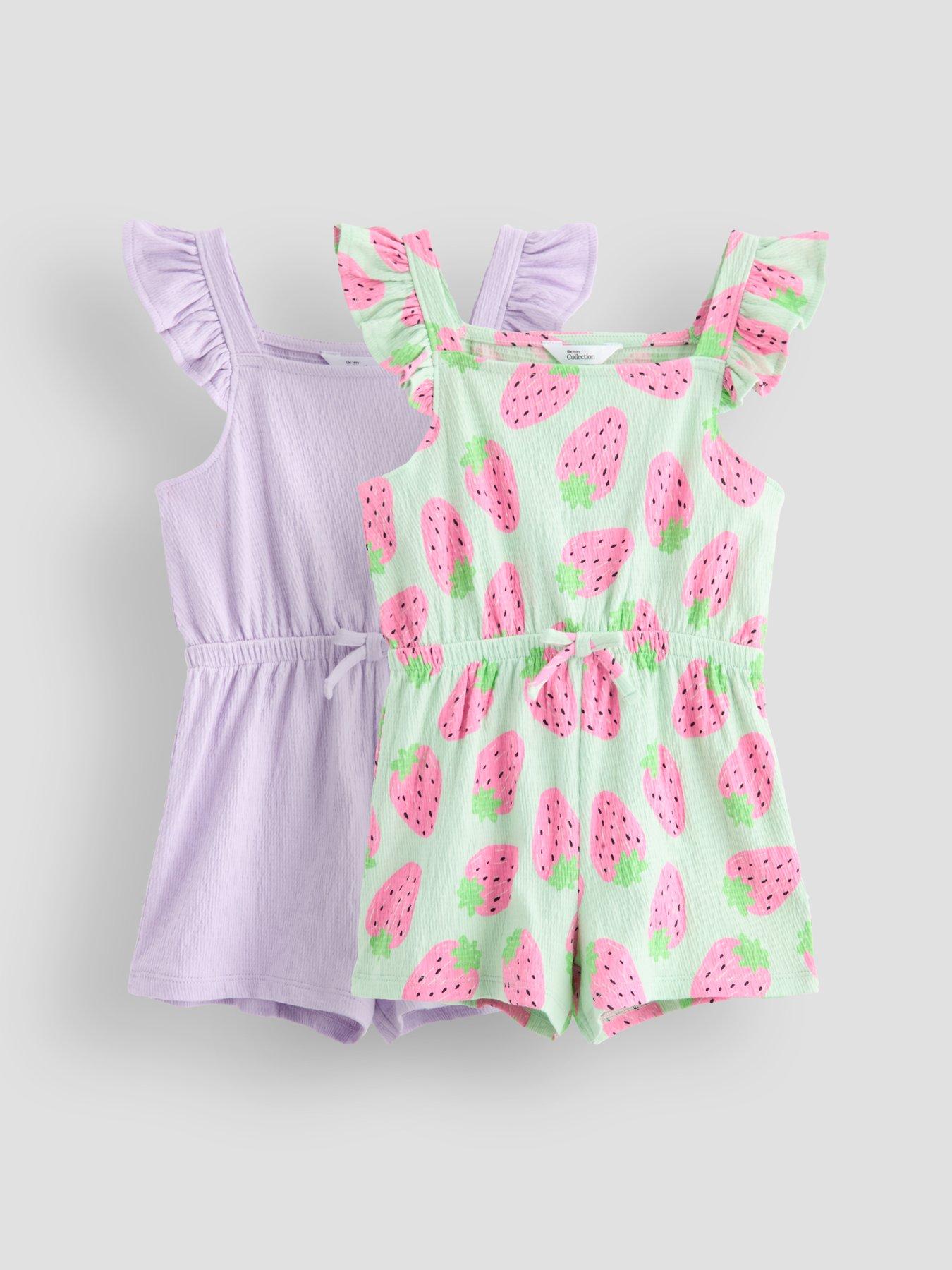 Image 1 of 5 of The Very Collection Girls 2-Pack Playsuits - Multi