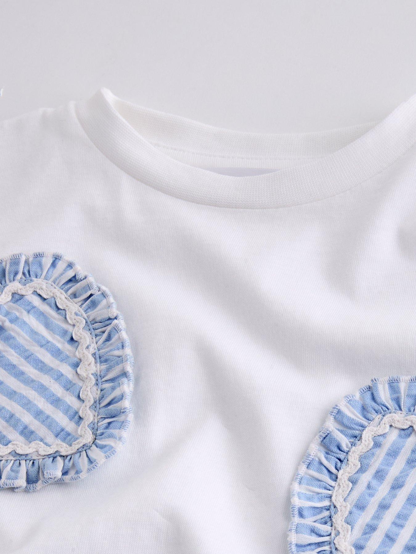 The Very Collection Girls 3D Heart Ric Rac T-Shirt - White | Littlewoods