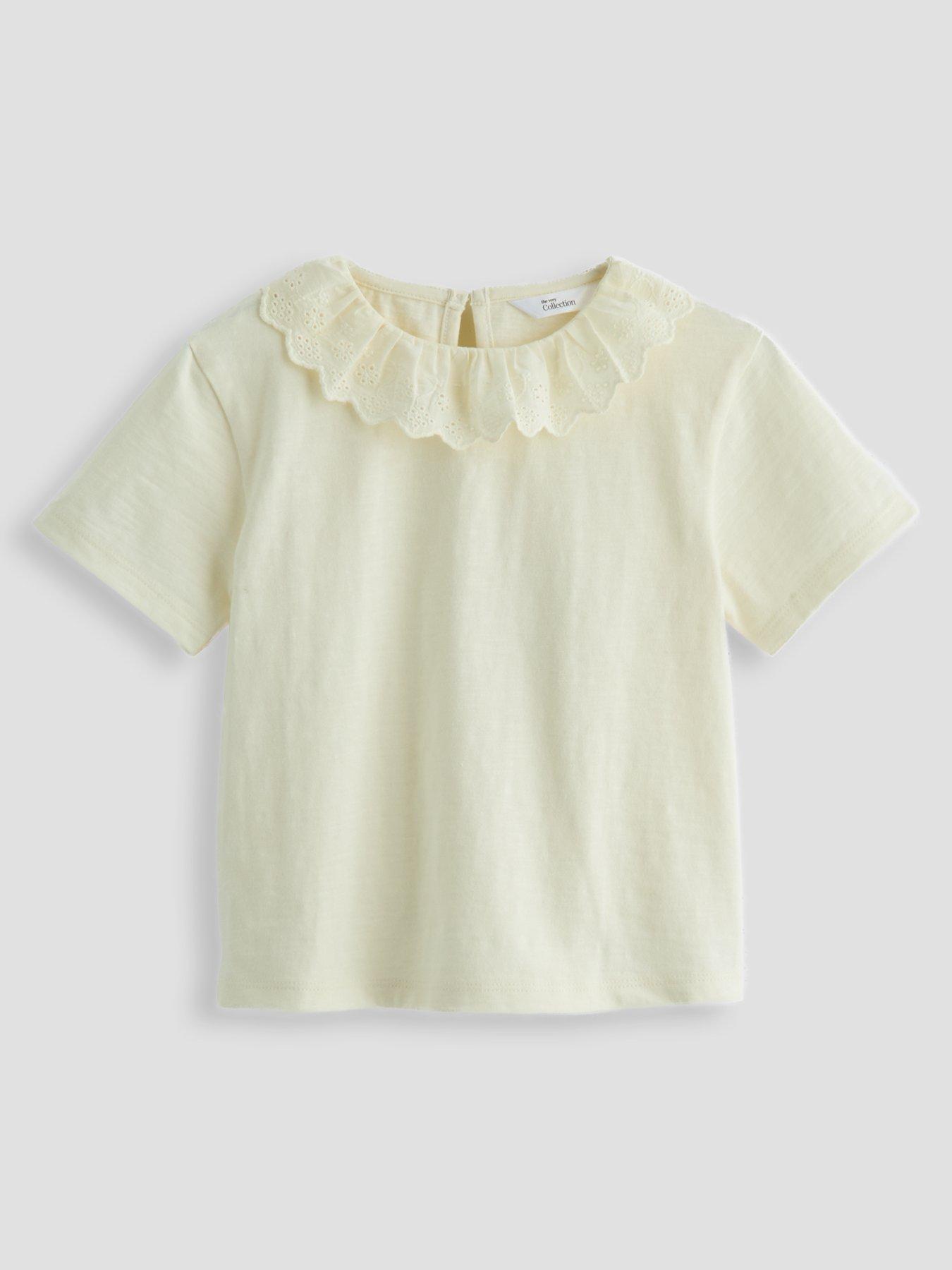 The Very Collection Girls Woven Collar Top - Cream