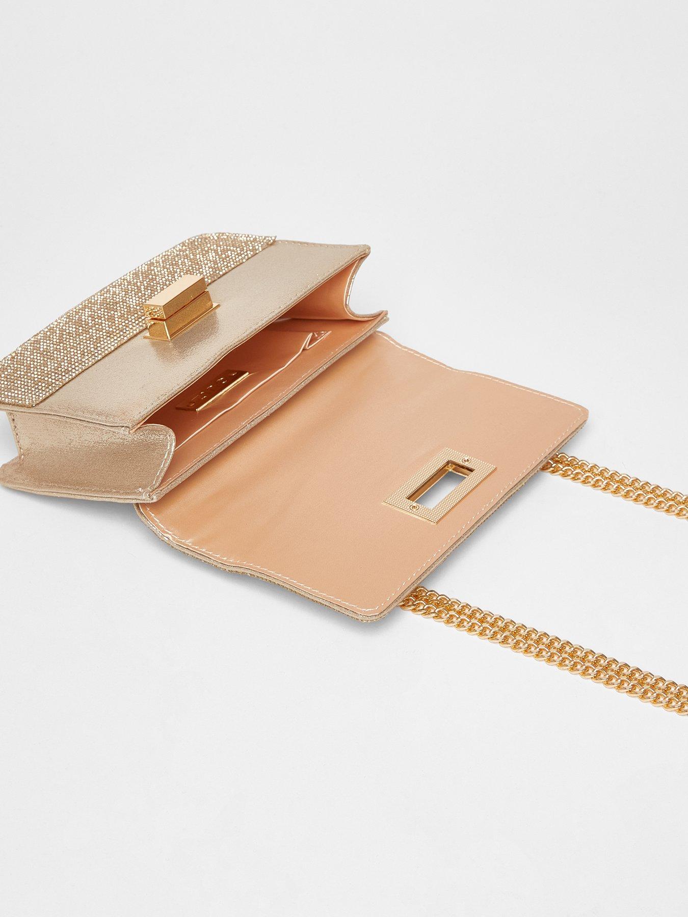  image of quiz-gold-diamante-crossbody-bag