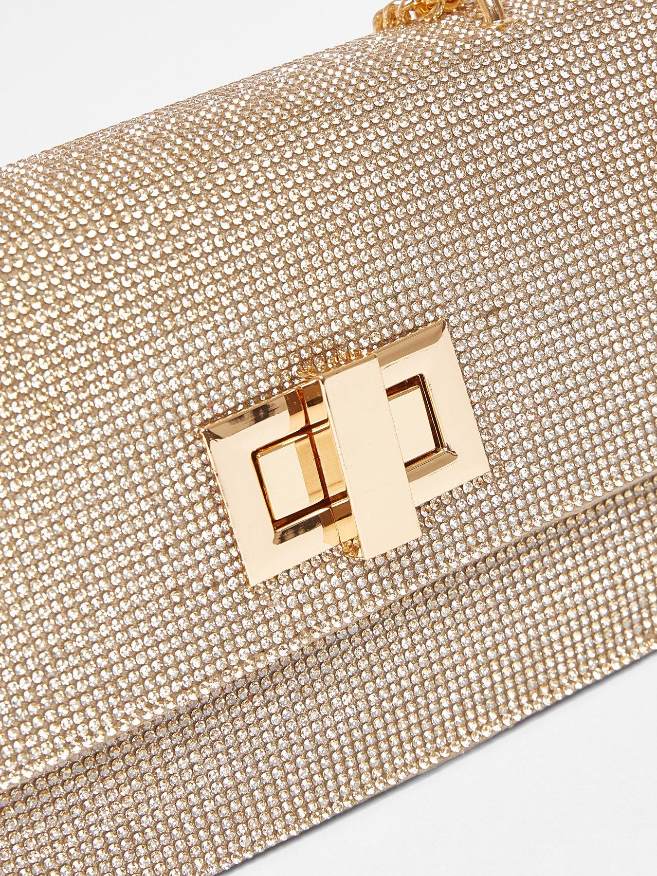  image of quiz-gold-diamante-crossbody-bag