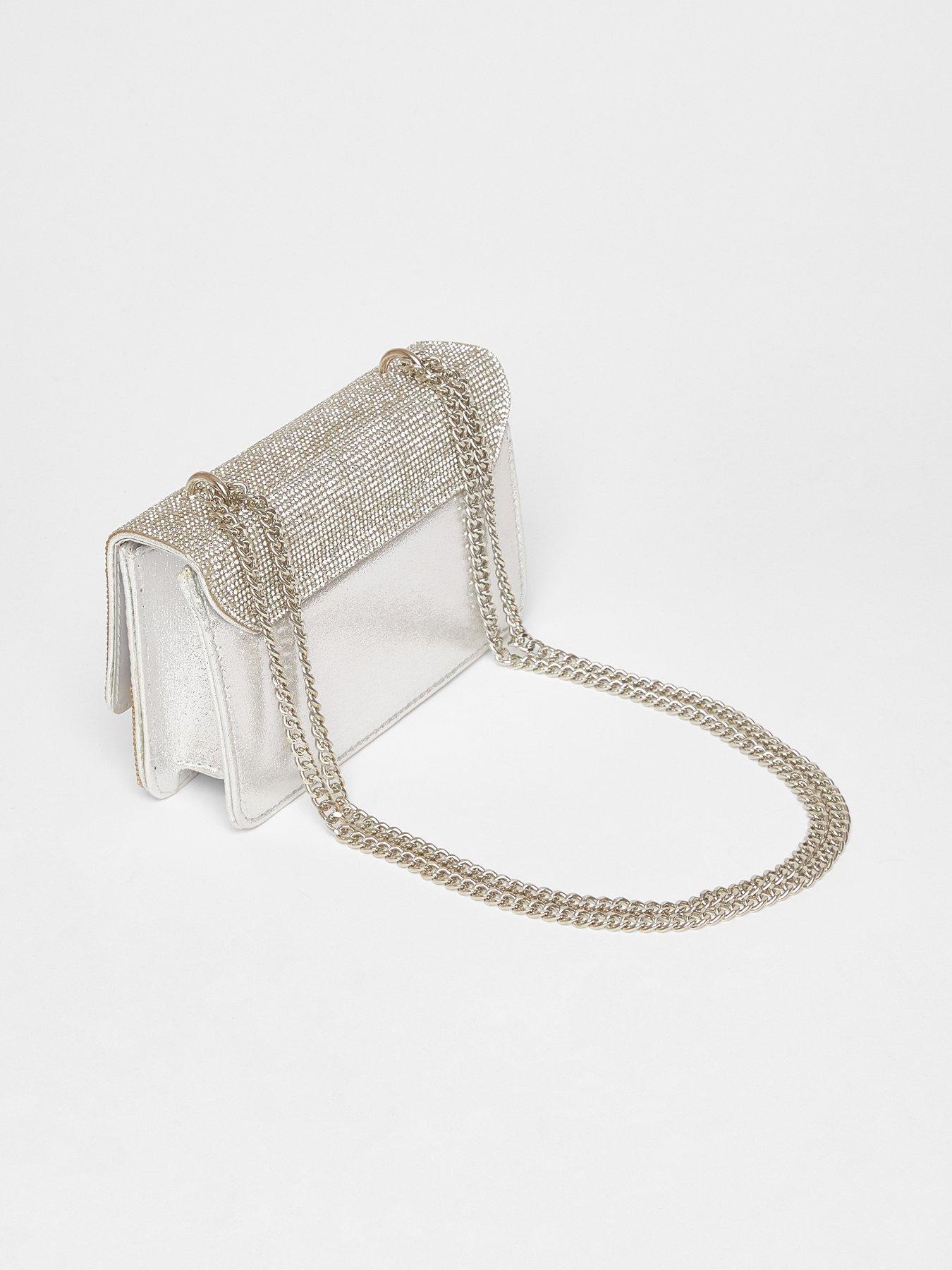 Image 4 of 5 of Quiz Silver Diamante Crossbody Bag