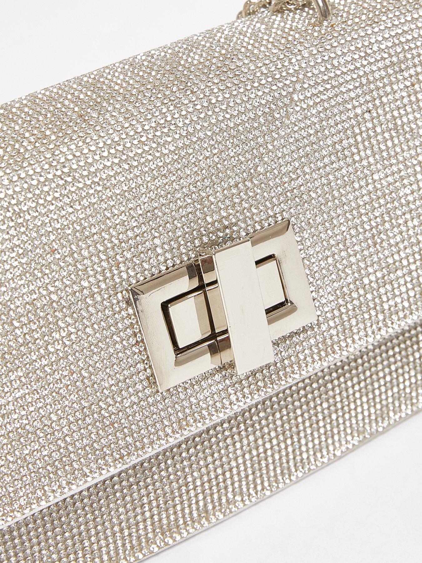 Image 5 of 5 of Quiz Silver Diamante Crossbody Bag