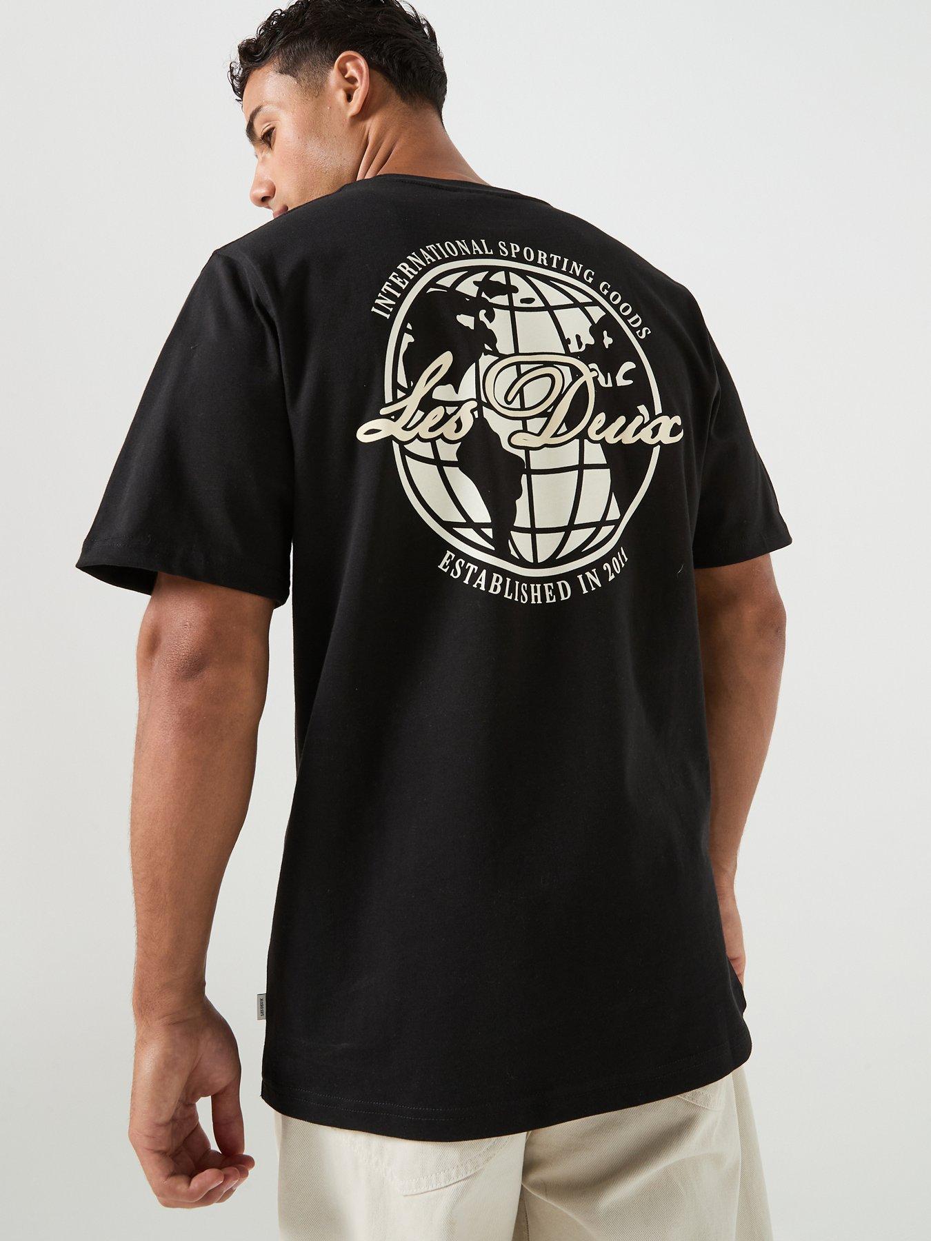 Les Deux Les Deux Ben Globe Back Graphic Regular Fit T-shirt - Black