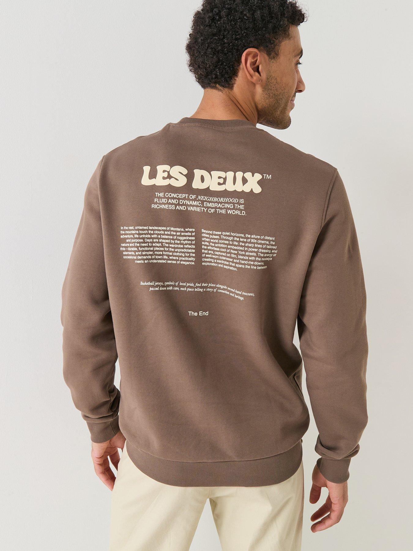 Image 1 of 6 of Les Deux Ben Dynamic Back Print Crew Sweat - Brown
