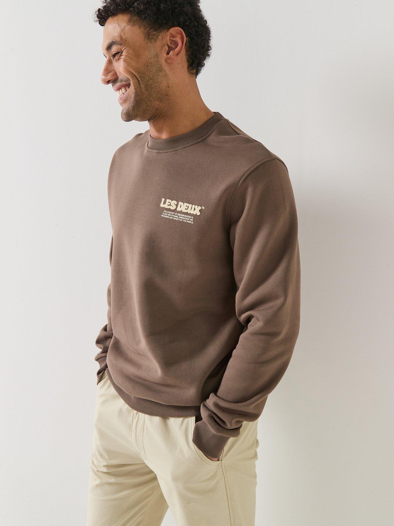 Image 6 of 6 of Les Deux Ben Dynamic Back Print Crew Sweat - Brown