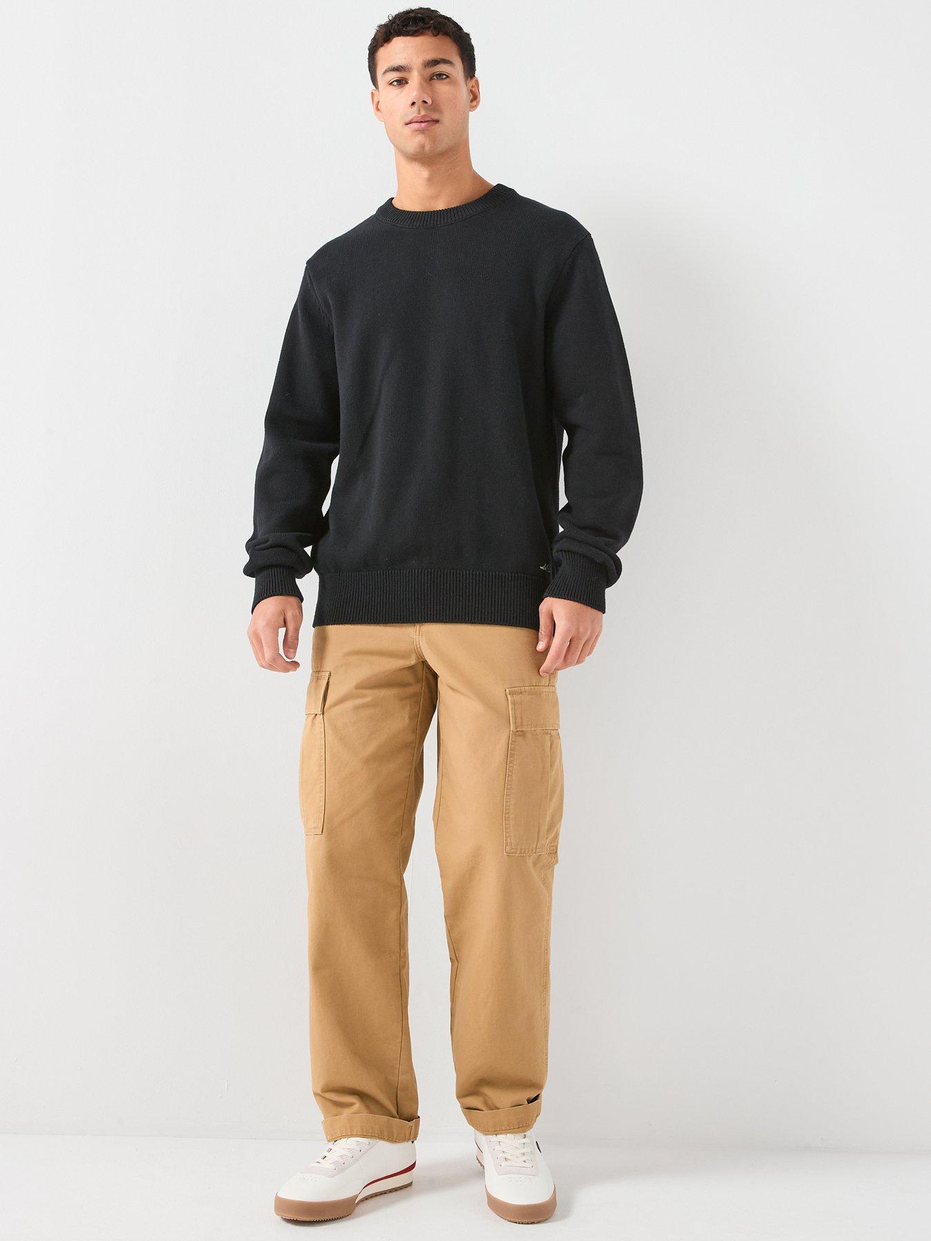  image of les-deux-gary-globe-back-logo-knitted-jumper-black