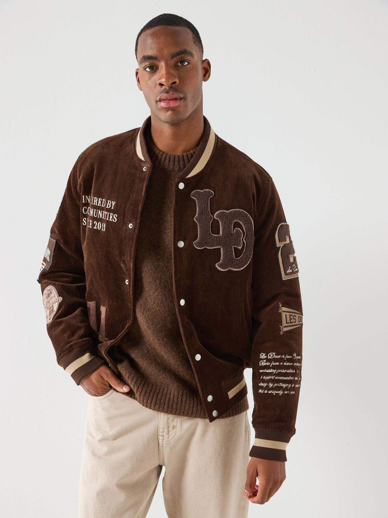  image of les-deux-corduroy-varsity-jacket-brown
