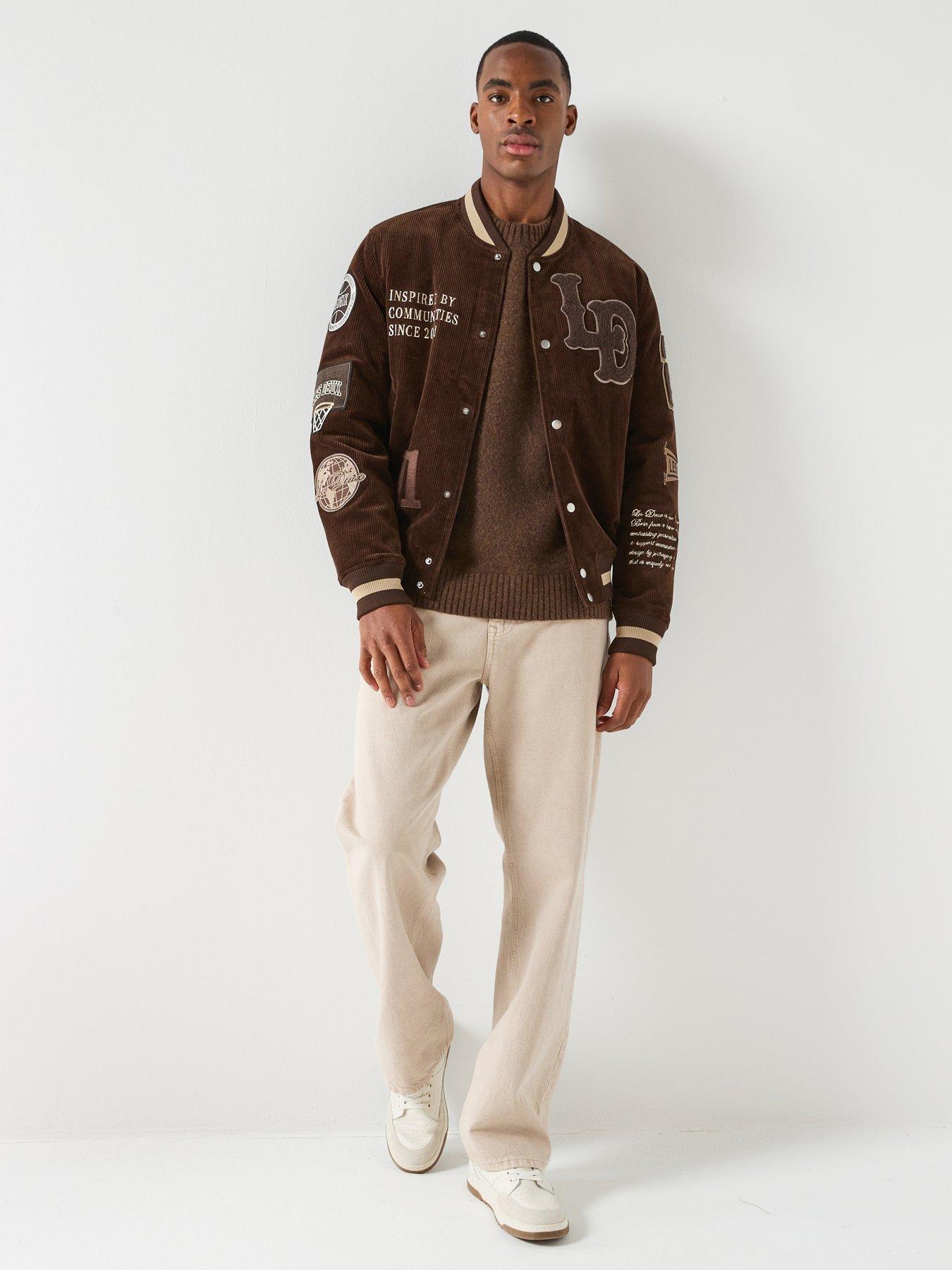  image of les-deux-corduroy-varsity-jacket-brown