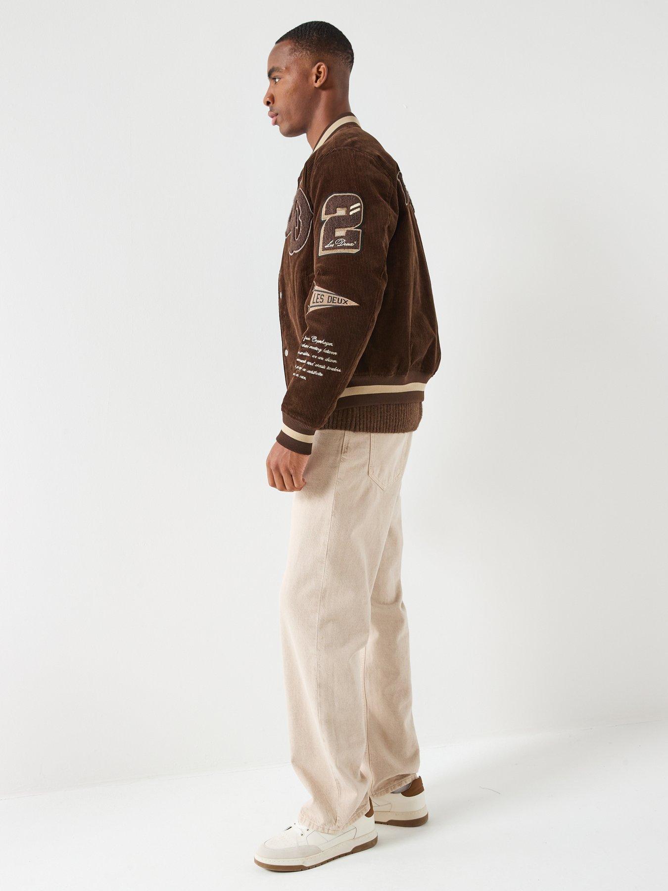  image of les-deux-corduroy-varsity-jacket-brown