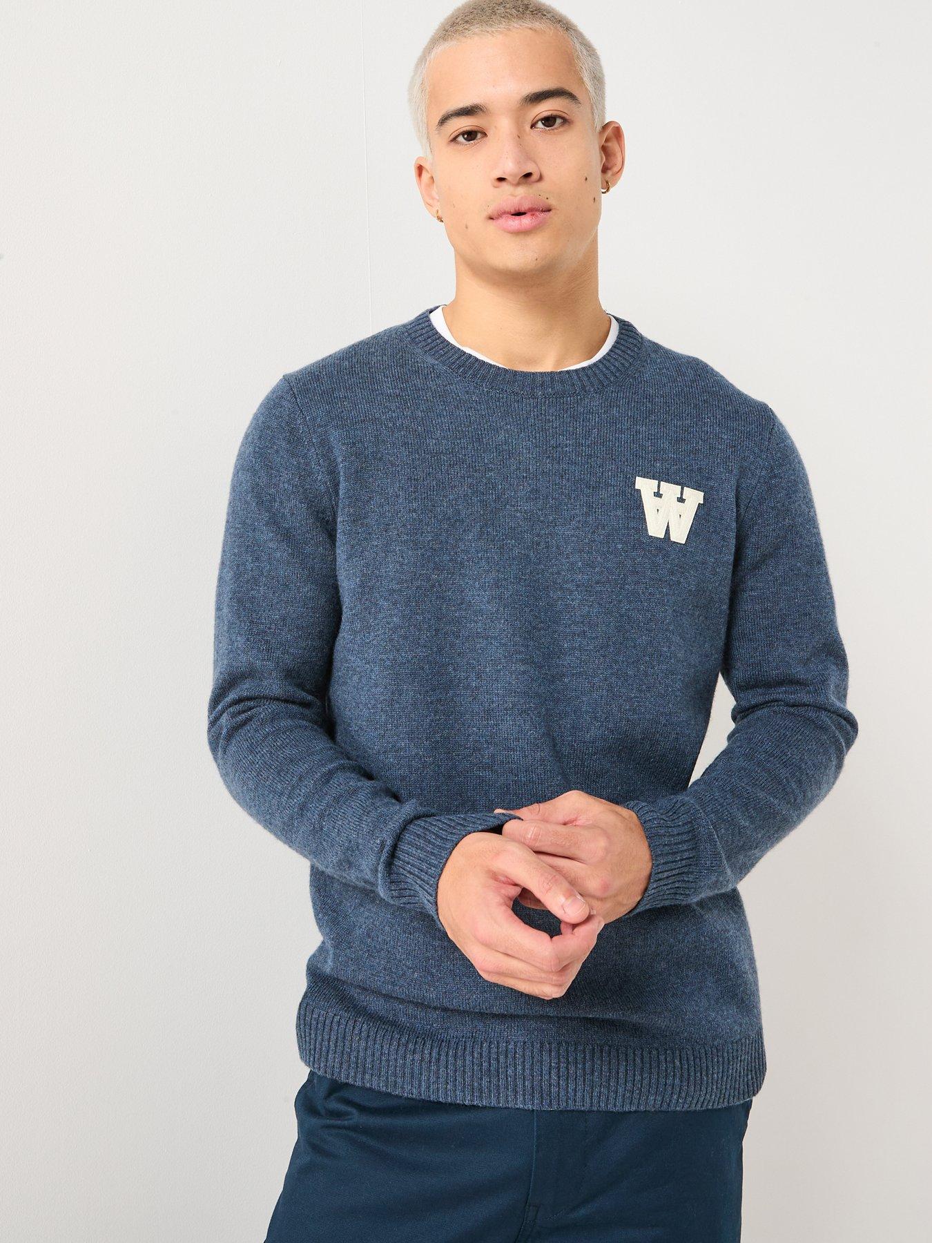 front image of double-a-by-wood-wood-tay-aa-lambswool-knitted-jumper-blue