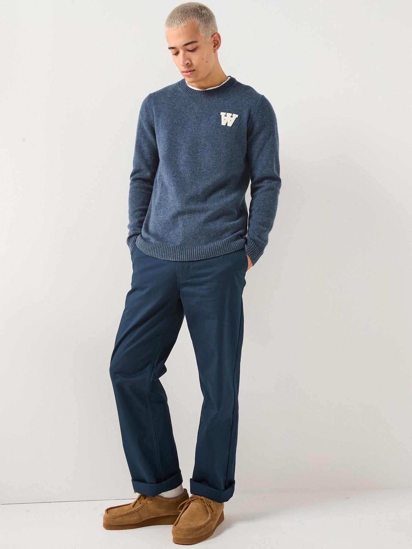  image of double-a-by-wood-wood-tay-aa-lambswool-knitted-jumper-blue