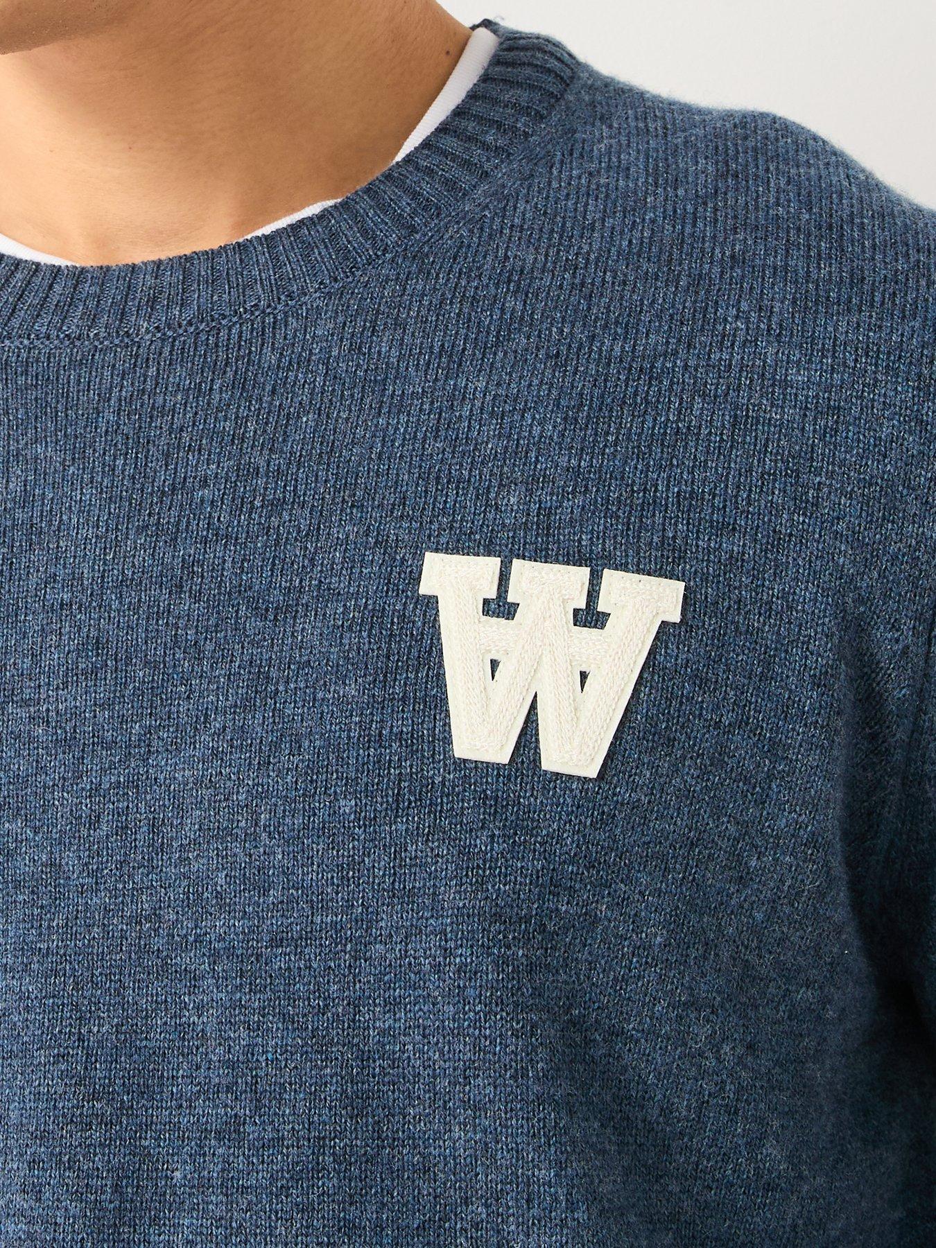  image of double-a-by-wood-wood-tay-aa-lambswool-knitted-jumper-blue