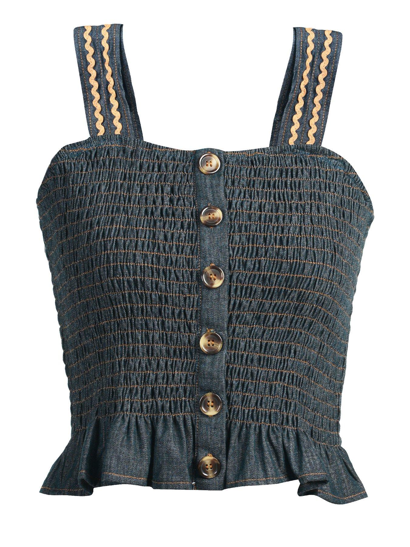  image of emily-lovelock-ivy-denim-blouse-blue