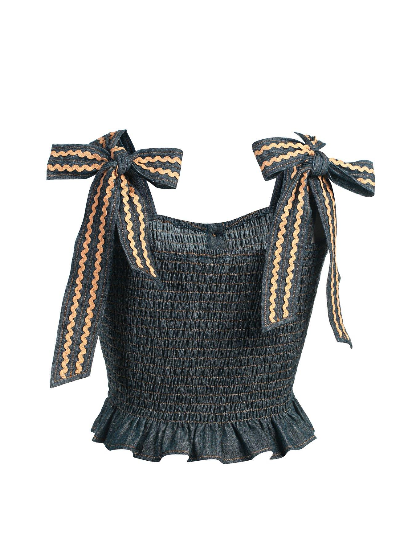  image of emily-lovelock-ivy-denim-blouse-blue