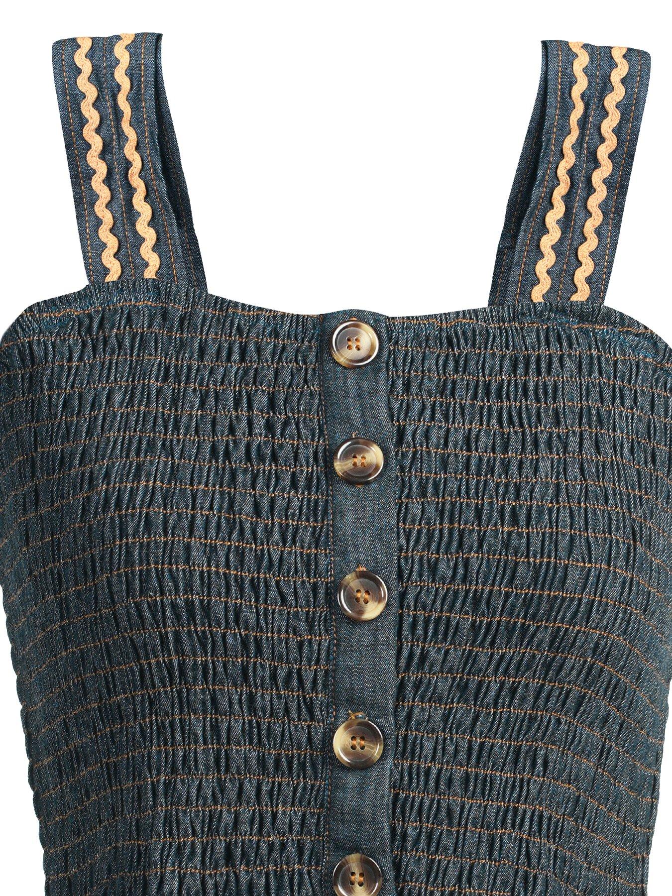  image of emily-lovelock-ivy-denim-blouse-blue