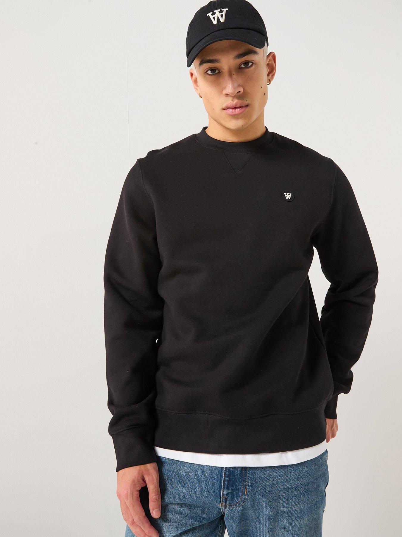 Image 1 of 5 of Double A by Wood Wood Tye Coin Logo Crew Sweatshirt - Black